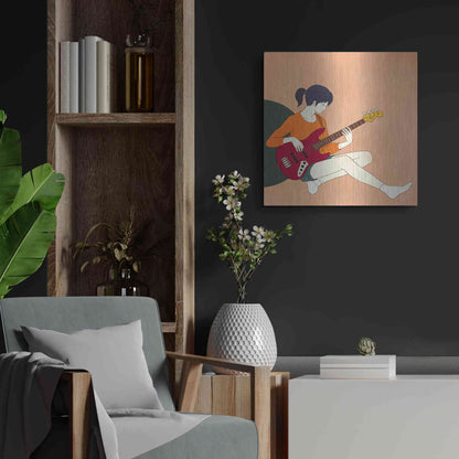 Luxe Metal Art 'Playing The Bass' by Sai Tamiya, Metal Wall Art,24x24