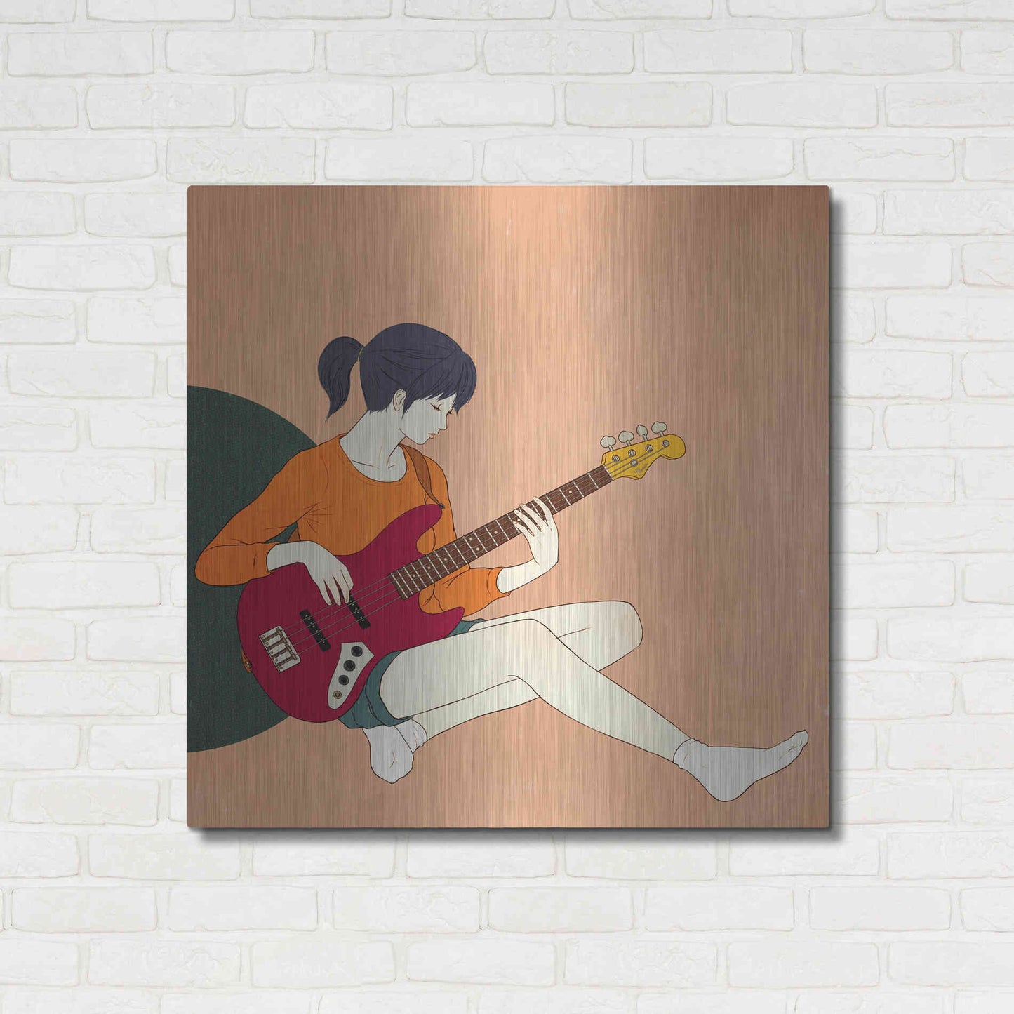 Luxe Metal Art 'Playing The Bass' by Sai Tamiya, Metal Wall Art,36x36