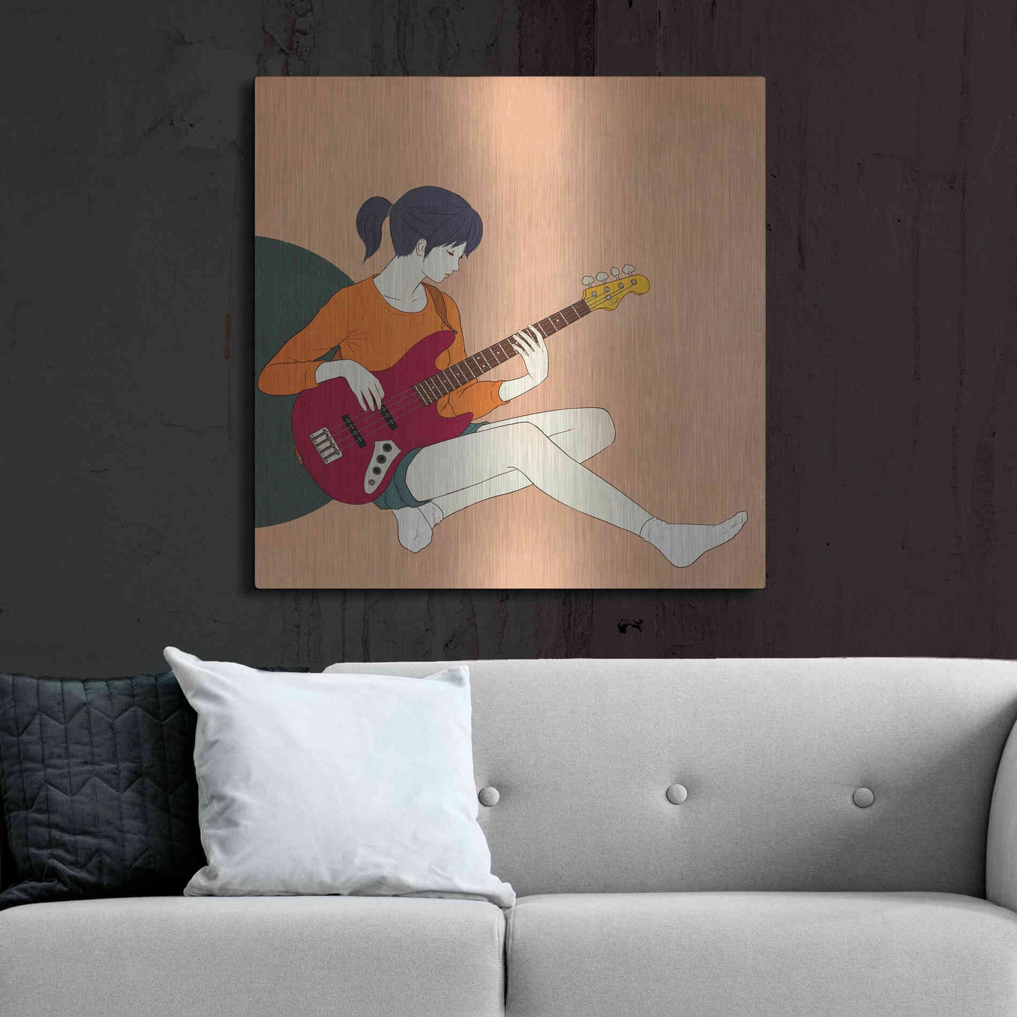Luxe Metal Art 'Playing The Bass' by Sai Tamiya, Metal Wall Art,36x36
