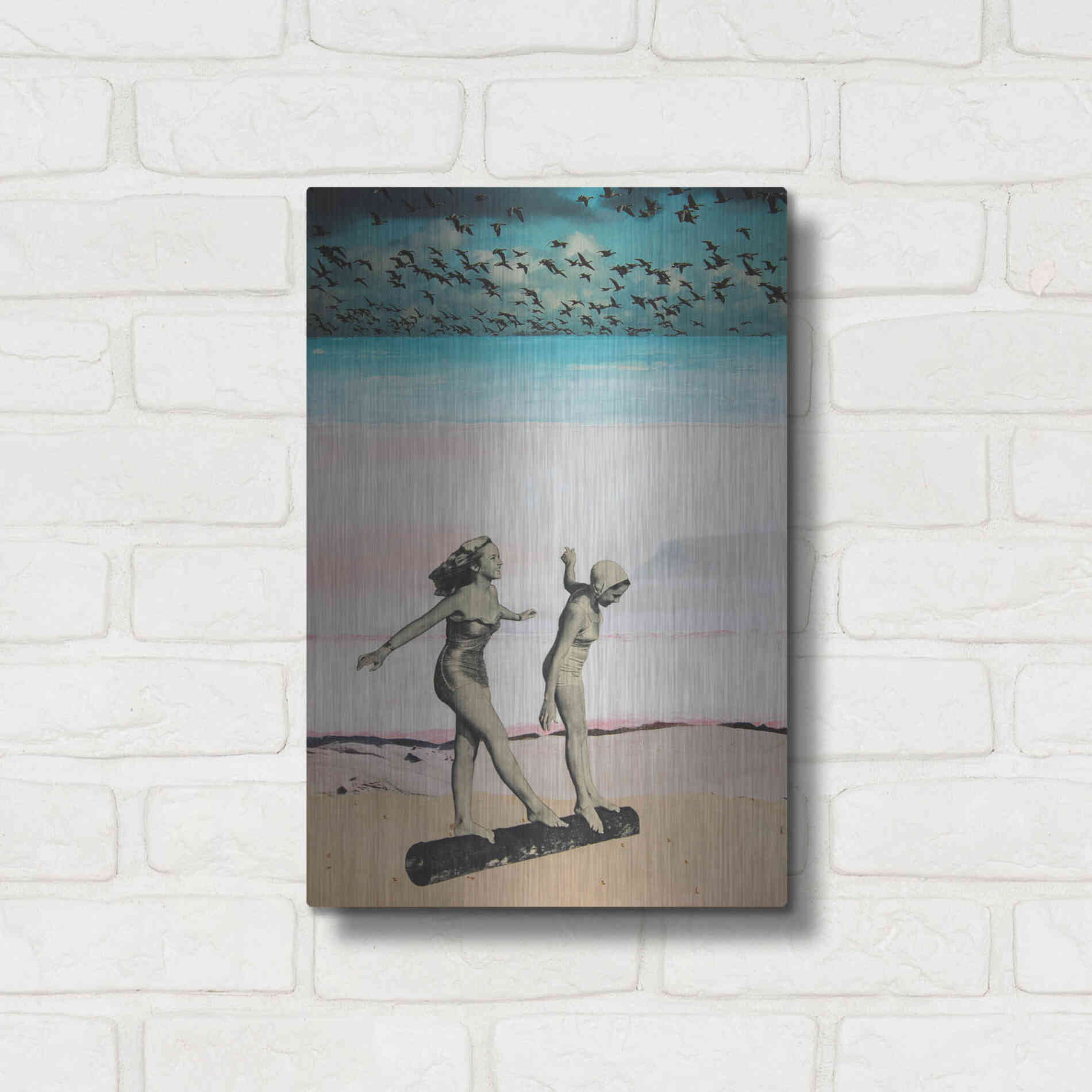 Luxe Metal Art 'Beach Girls' by DB Waterman, Metal Wall Art,12x16