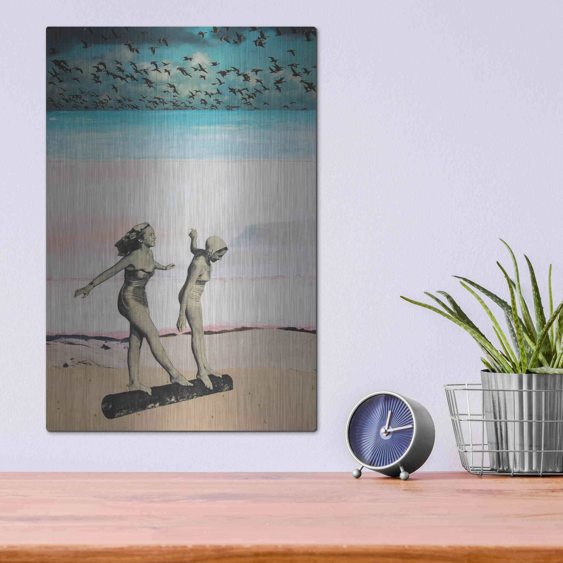 Luxe Metal Art 'Beach Girls' by DB Waterman, Metal Wall Art,12x16