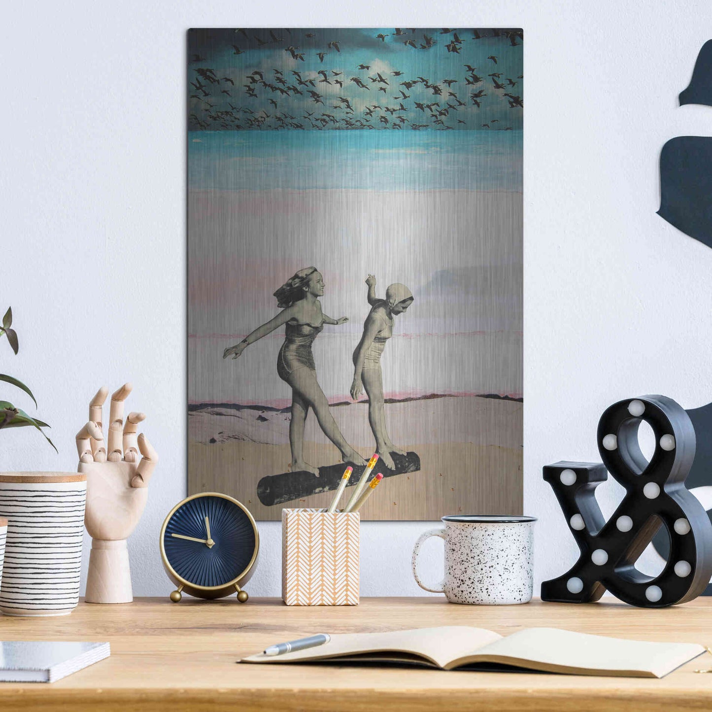 Luxe Metal Art 'Beach Girls' by DB Waterman, Metal Wall Art,12x16