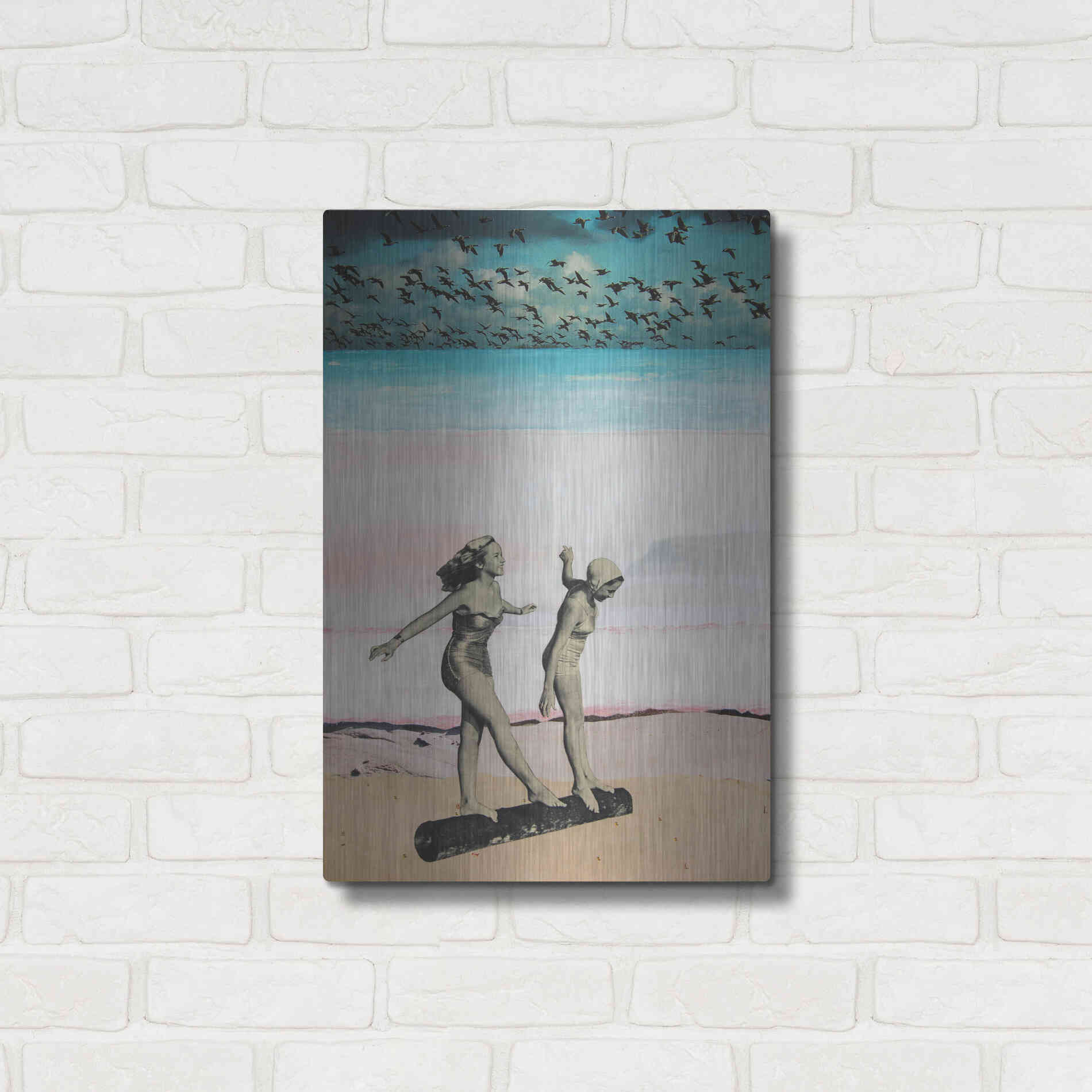 Luxe Metal Art 'Beach Girls' by DB Waterman, Metal Wall Art,16x24