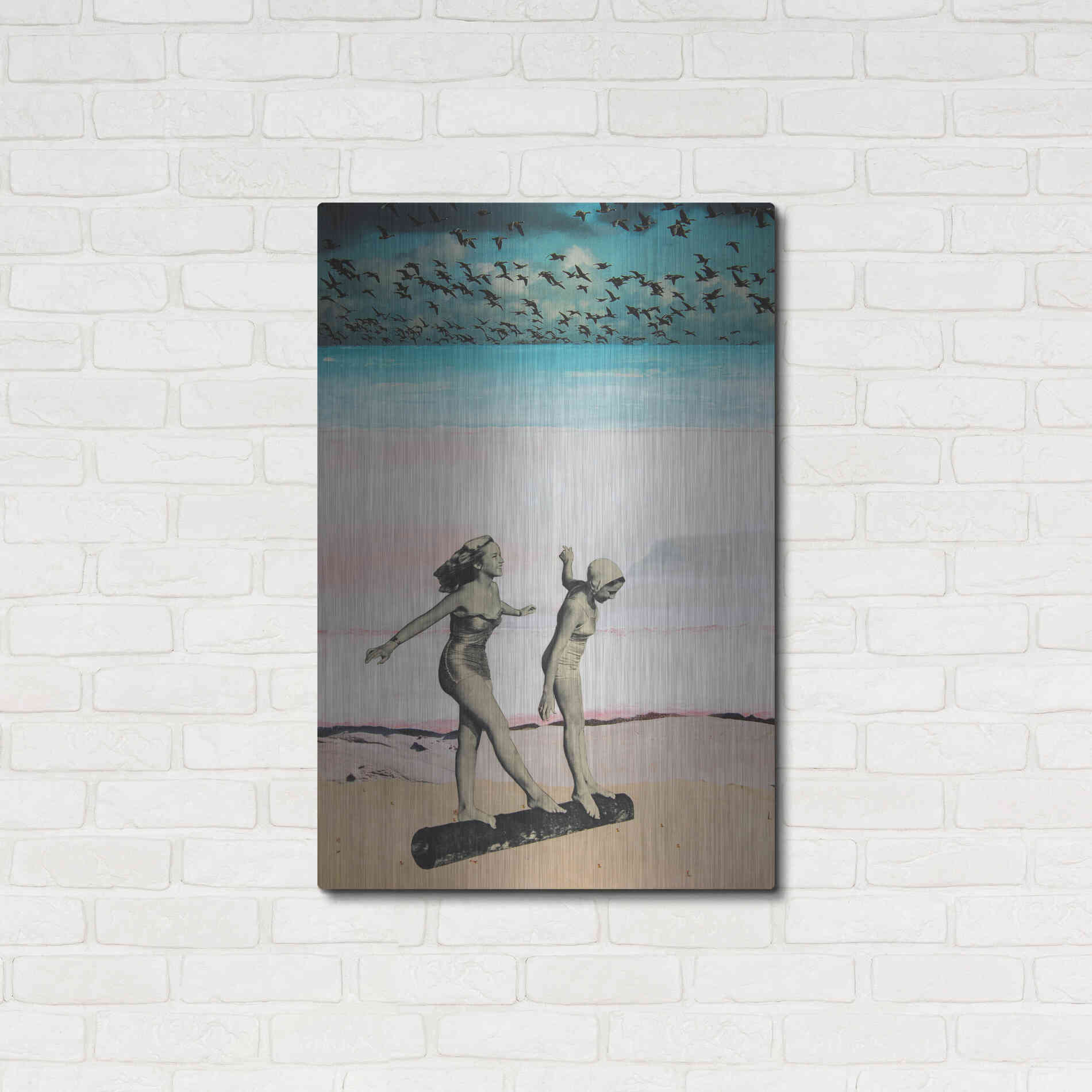 Luxe Metal Art 'Beach Girls' by DB Waterman, Metal Wall Art,24x36