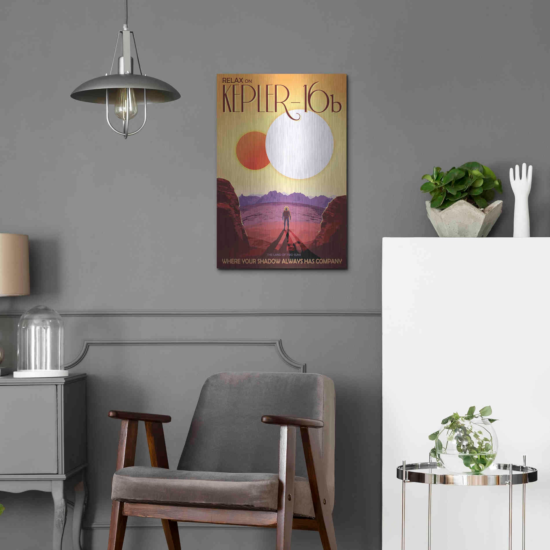 Luxe Metal Art 'Visions of the Future: Kepler-16b,' Metal Wall Art,16x24