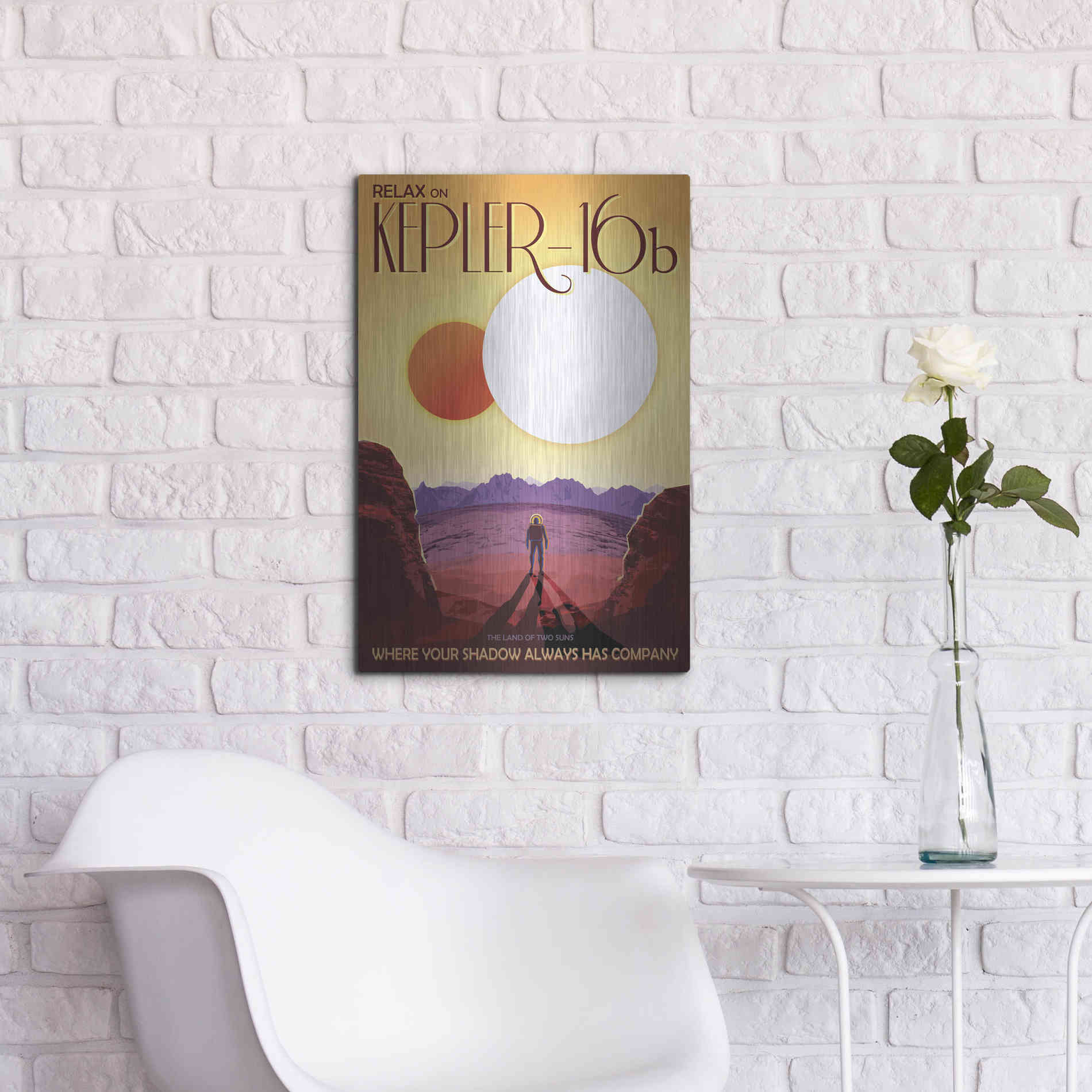 Luxe Metal Art 'Visions of the Future: Kepler-16b,' Metal Wall Art,16x24
