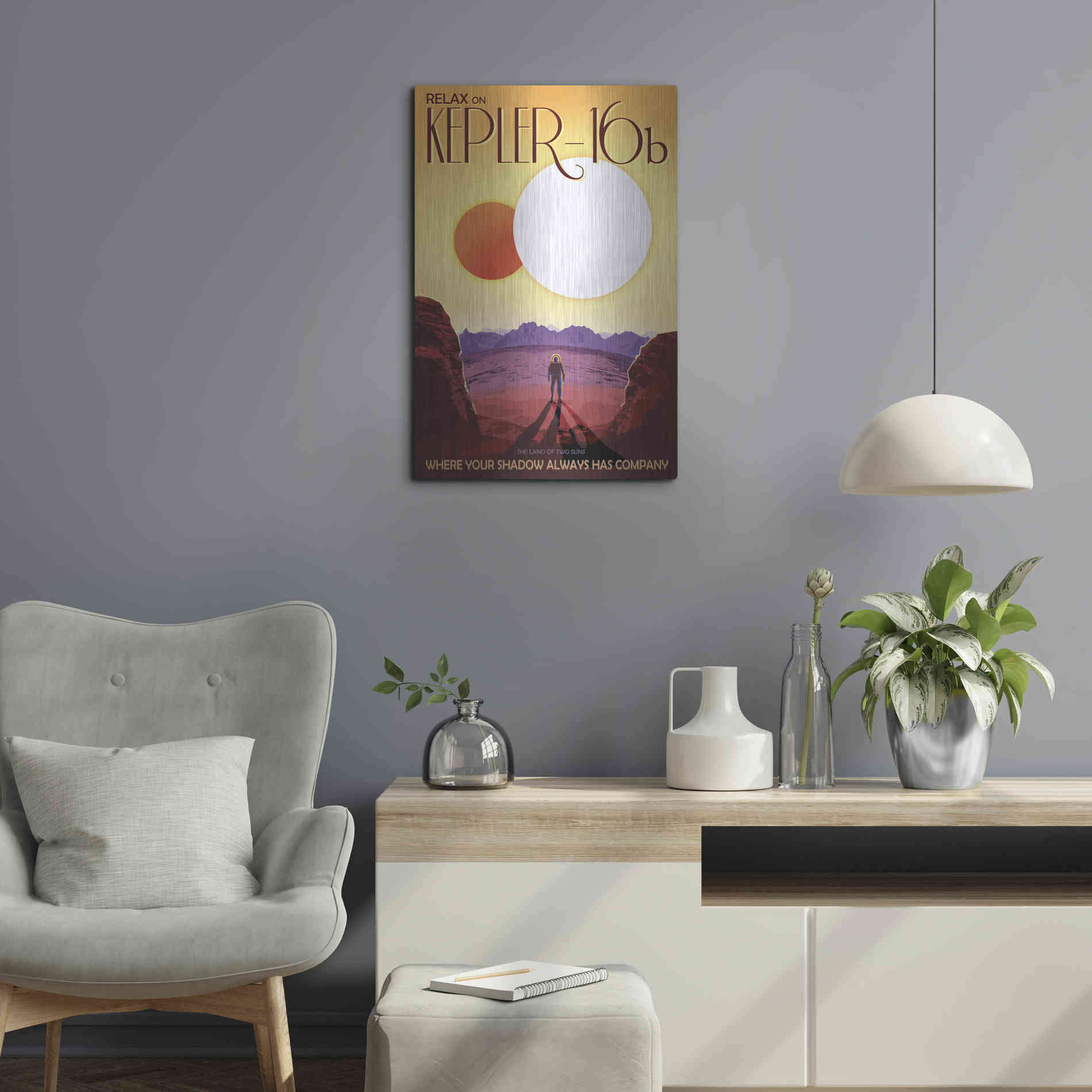 Luxe Metal Art 'Visions of the Future: Kepler-16b,' Metal Wall Art,16x24
