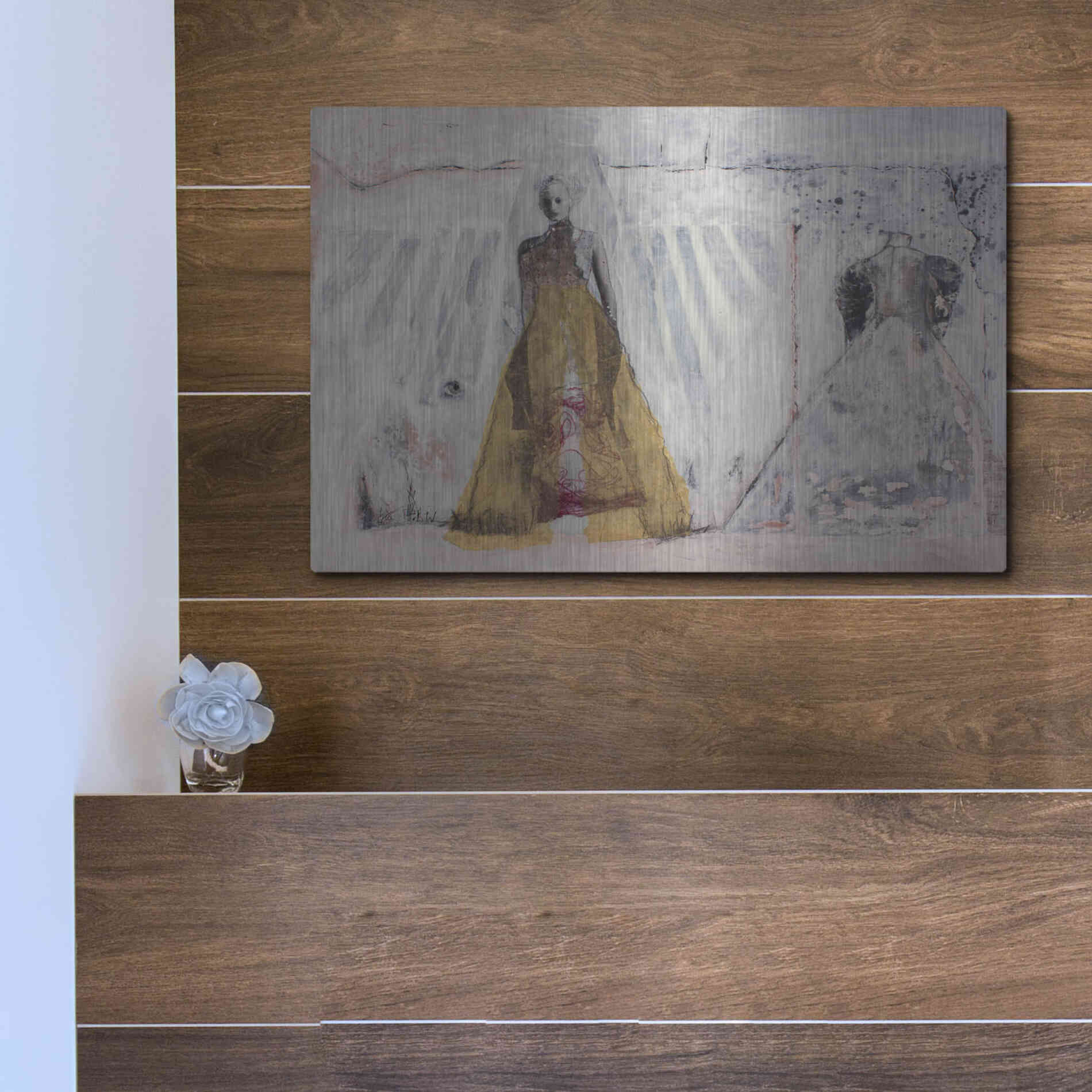 Luxe Metal Art 'The Bridal Gown' by DB Waterman, Metal Wall Art,16x12