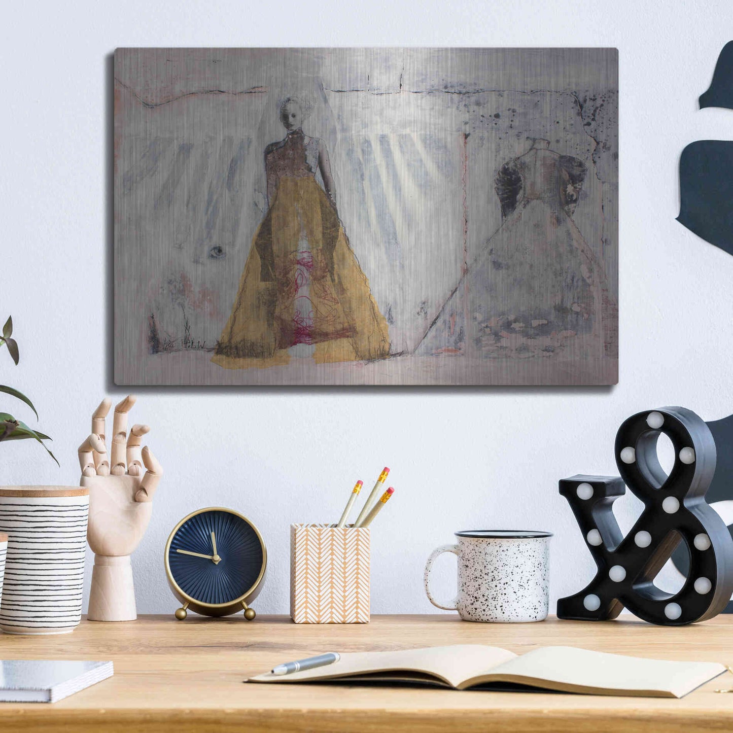 Luxe Metal Art 'The Bridal Gown' by DB Waterman, Metal Wall Art,16x12