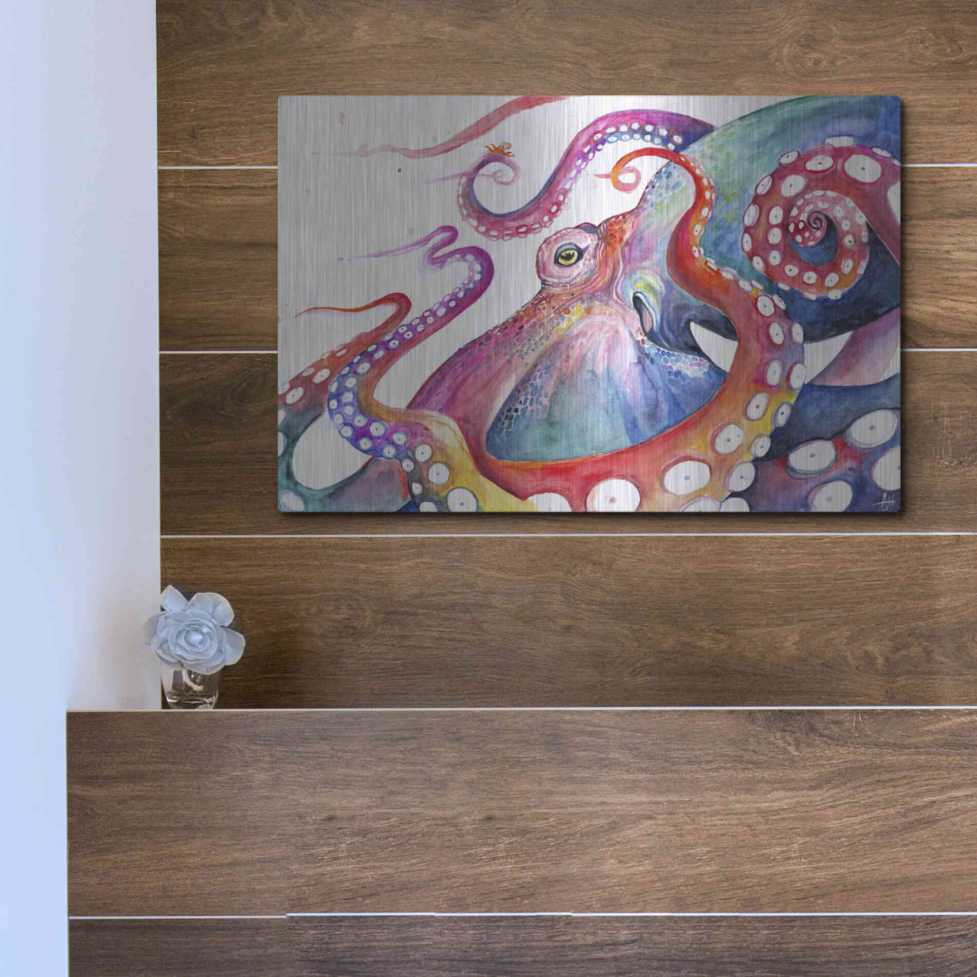 Luxe Metal Art 'Augustus' by Marc Allante, Metal Wall Art,16x12