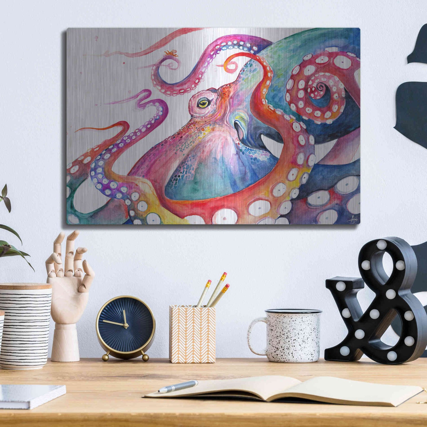 Luxe Metal Art 'Augustus' by Marc Allante, Metal Wall Art,16x12