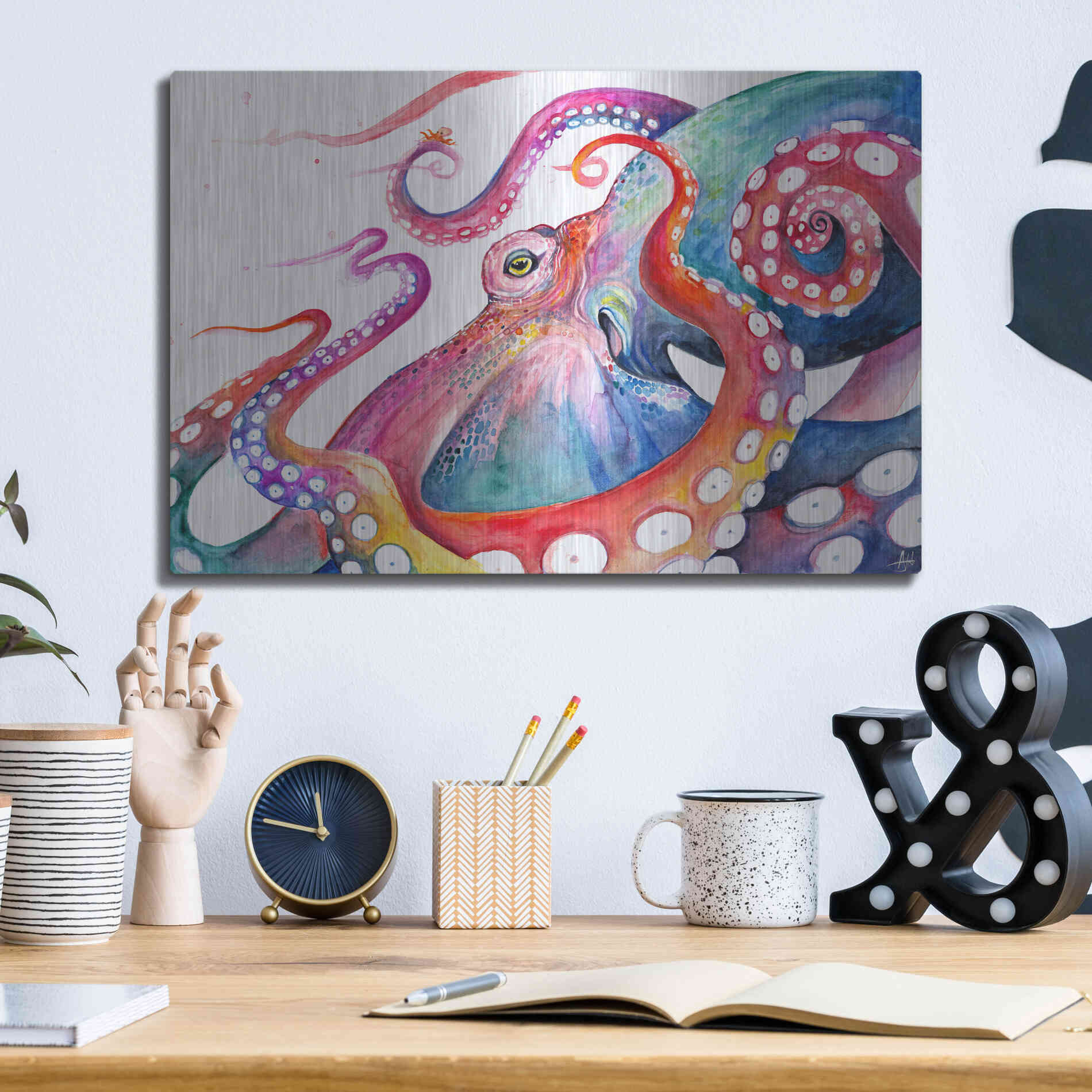 Luxe Metal Art 'Augustus' by Marc Allante, Metal Wall Art,16x12