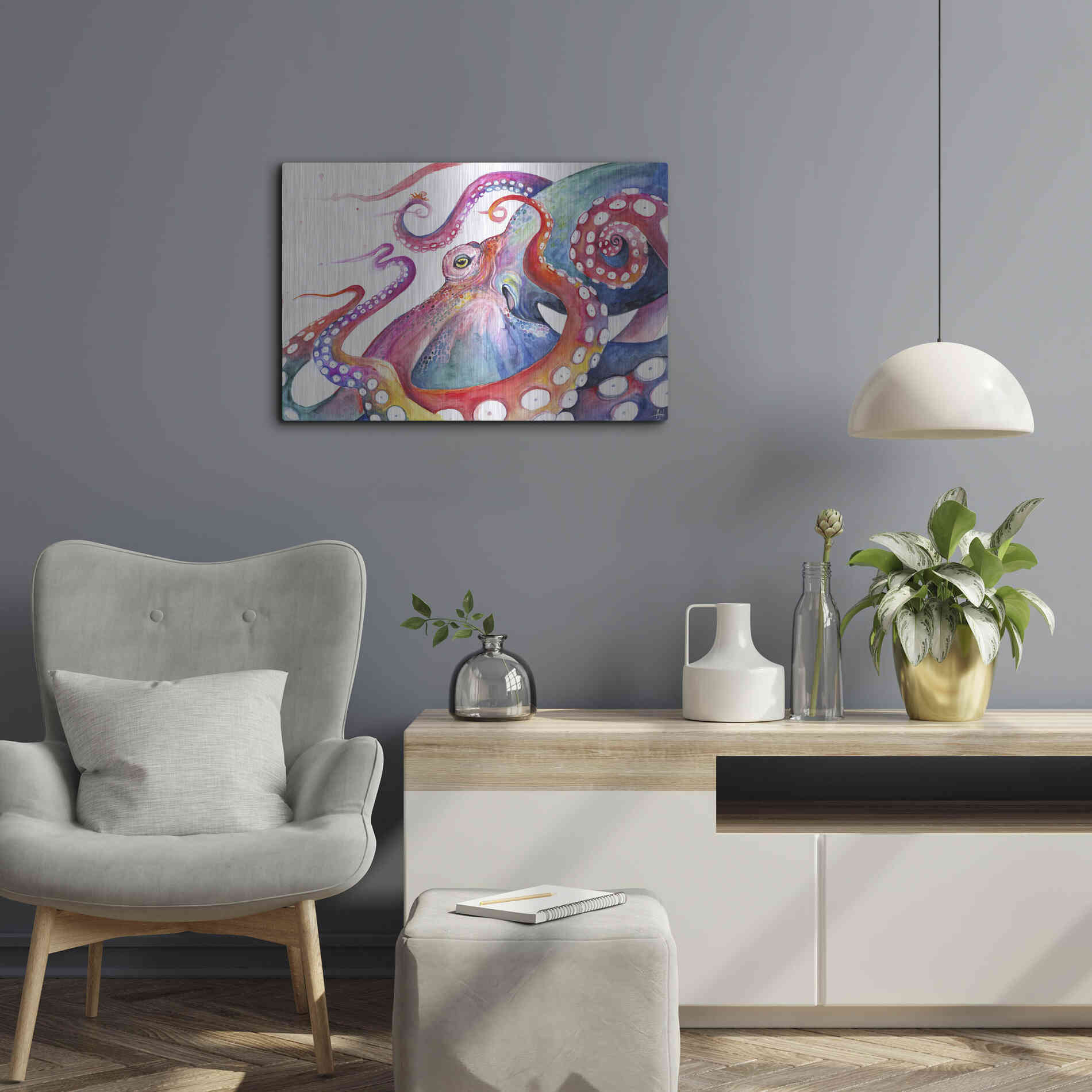 Luxe Metal Art 'Augustus' by Marc Allante, Metal Wall Art,24x16