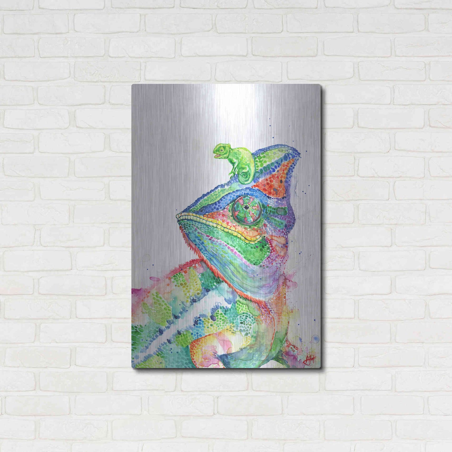 Luxe Metal Art 'Clutcha'Chameleons' by Marc Allante, Metal Wall Art,24x36