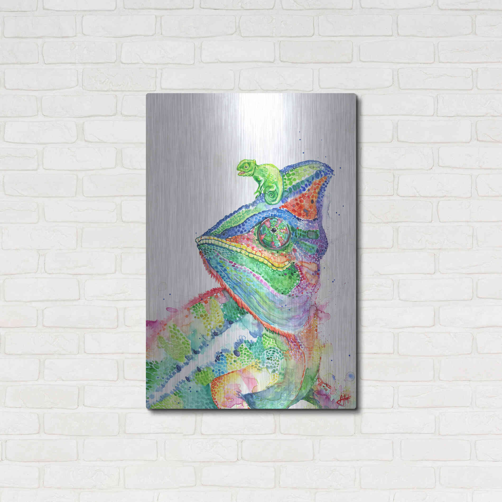 Luxe Metal Art 'Clutcha'Chameleons' by Marc Allante, Metal Wall Art,24x36