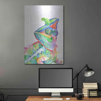 Luxe Metal Art 'Clutcha'Chameleons' by Marc Allante, Metal Wall Art,24x36