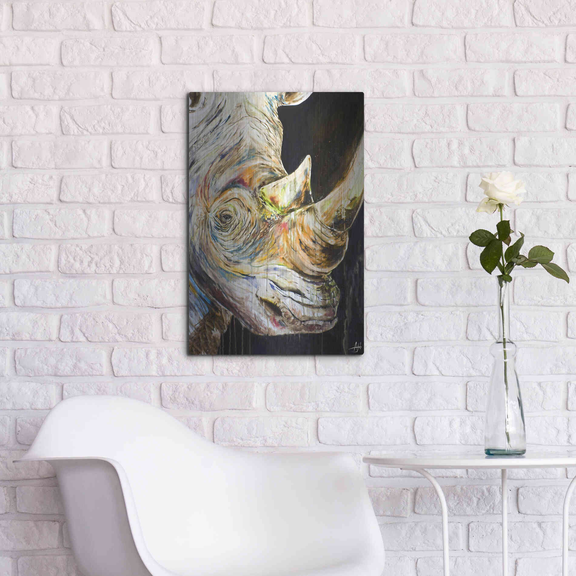 Luxe Metal Art 'Unicorn' by Marc Allante, Metal Wall Art,16x24