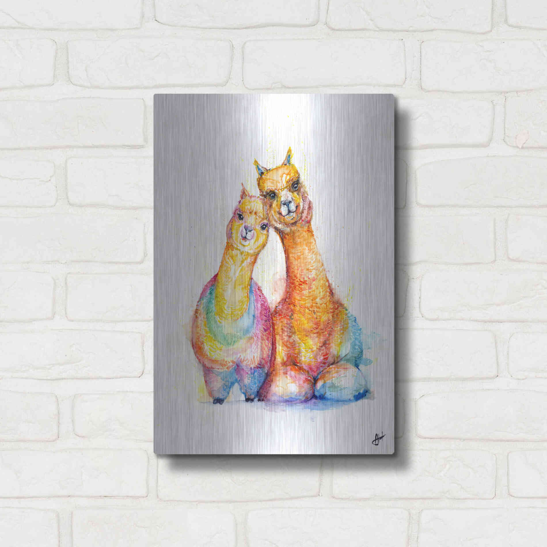 Luxe Metal Art 'Packa'Alpaca' by Marc Allante, Metal Wall Art,12x16