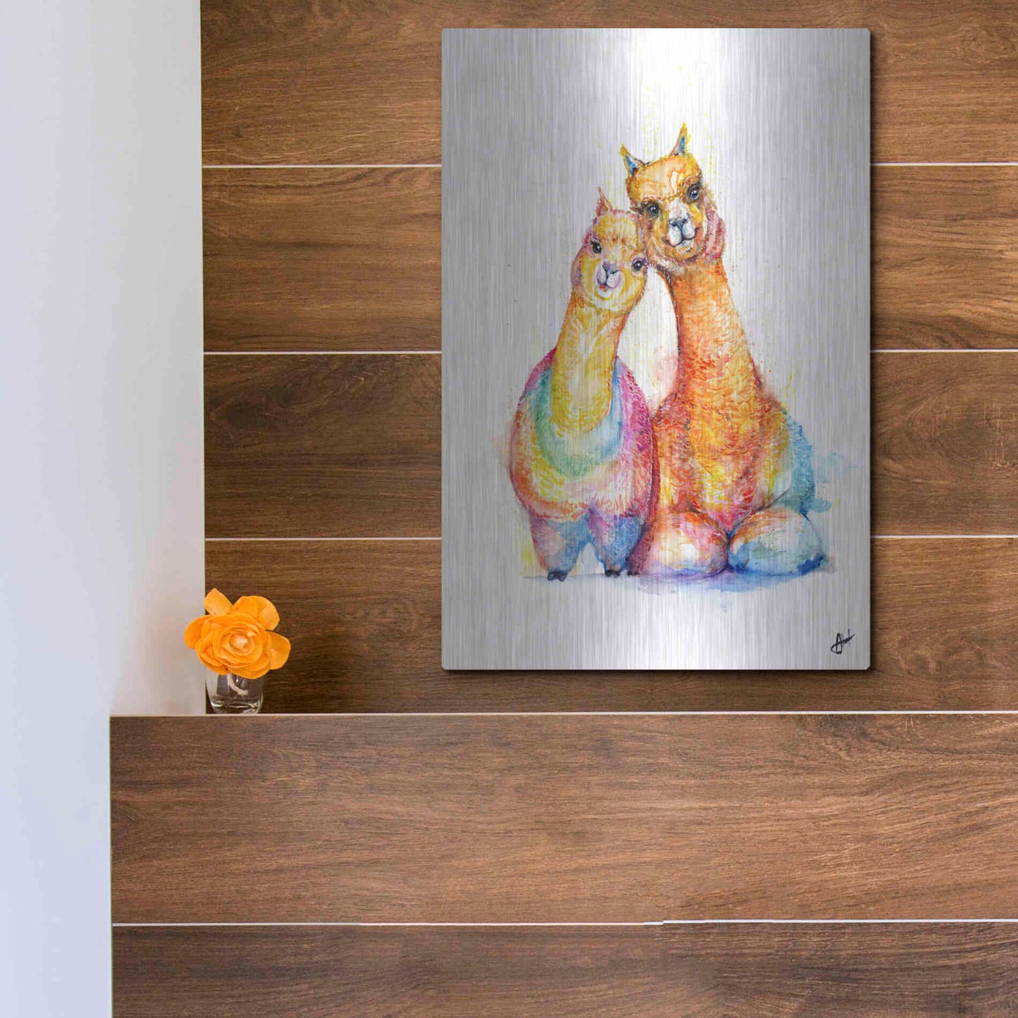 Luxe Metal Art 'Packa'Alpaca' by Marc Allante, Metal Wall Art,12x16