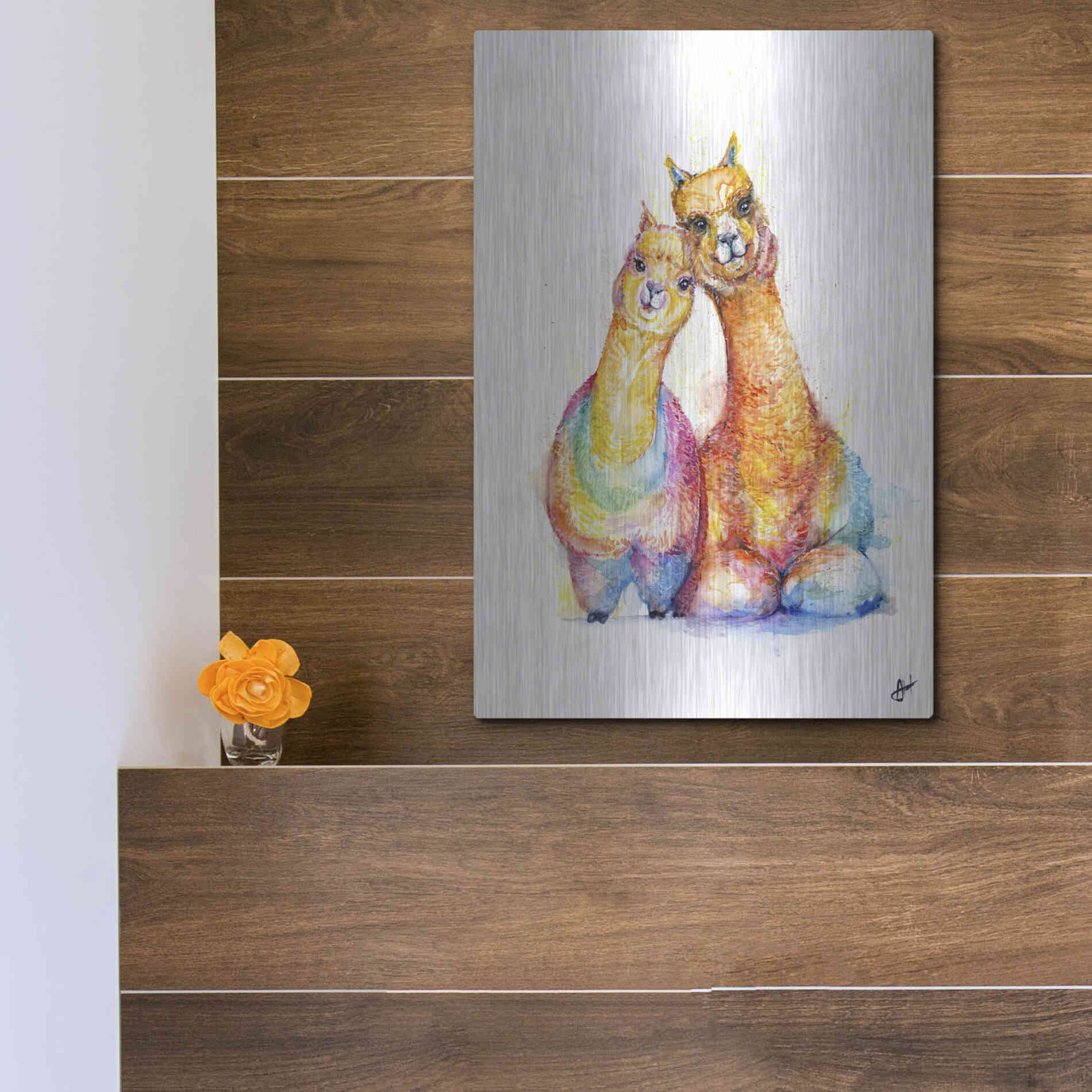 Luxe Metal Art 'Packa'Alpaca' by Marc Allante, Metal Wall Art,12x16