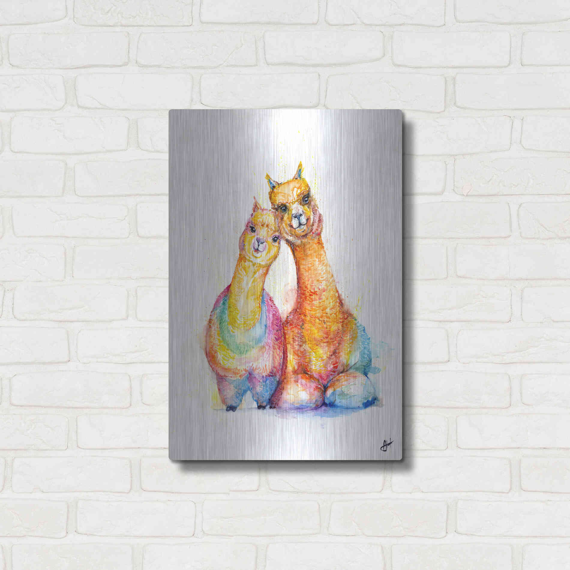 Luxe Metal Art 'Packa'Alpaca' by Marc Allante, Metal Wall Art,16x24