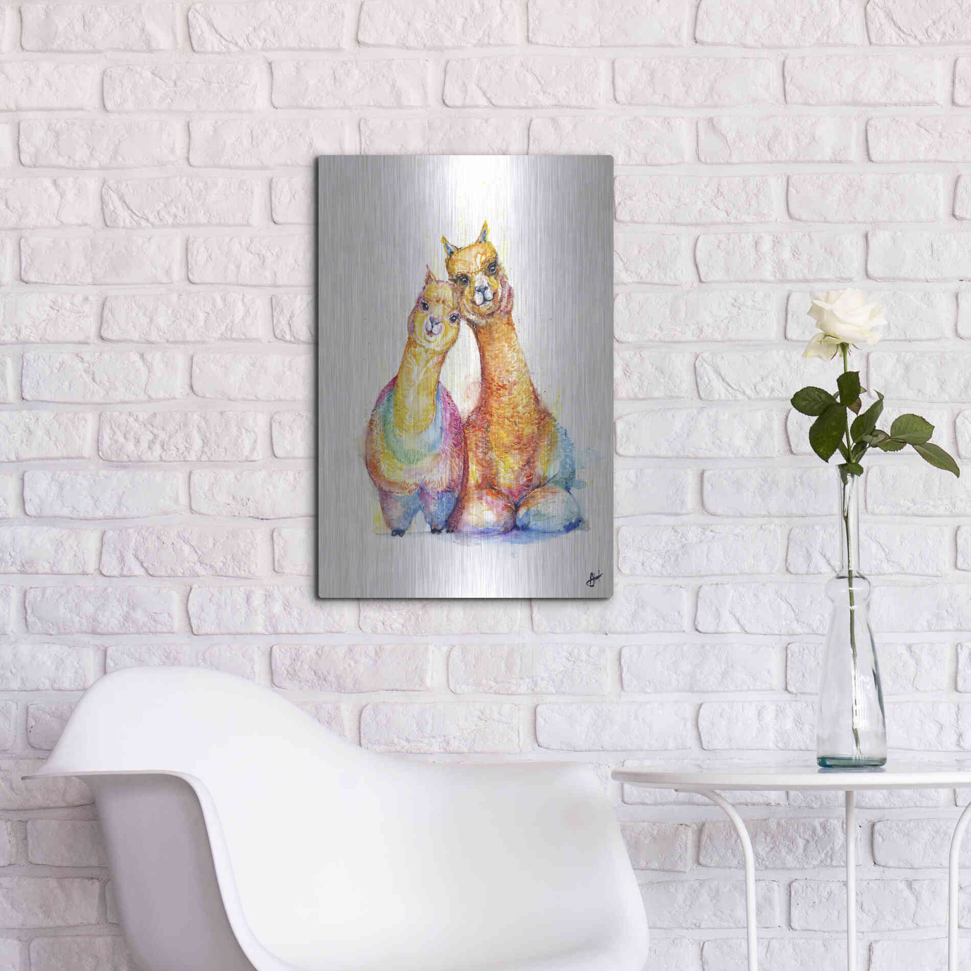 Luxe Metal Art 'Packa'Alpaca' by Marc Allante, Metal Wall Art,16x24