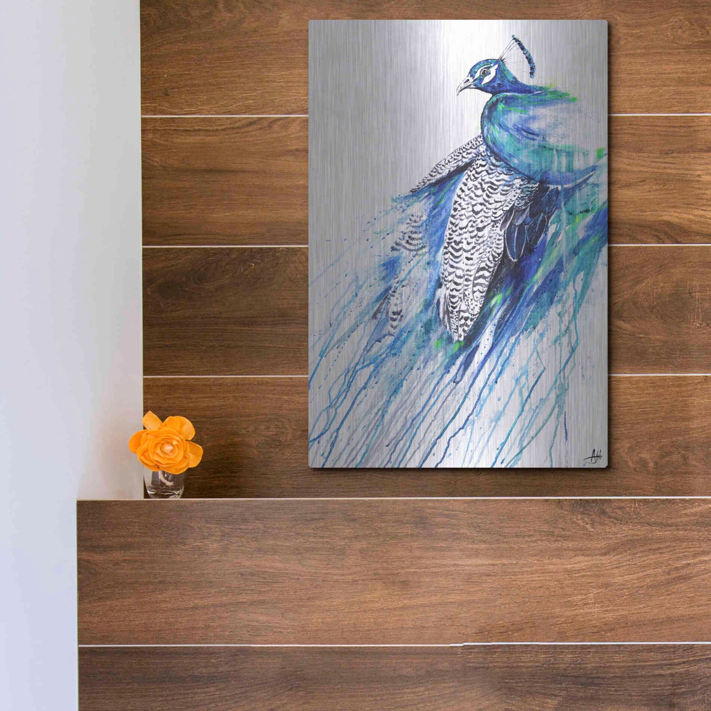 Luxe Metal Art 'Narcissus' by Marc Allante, Metal Wall Art,12x16