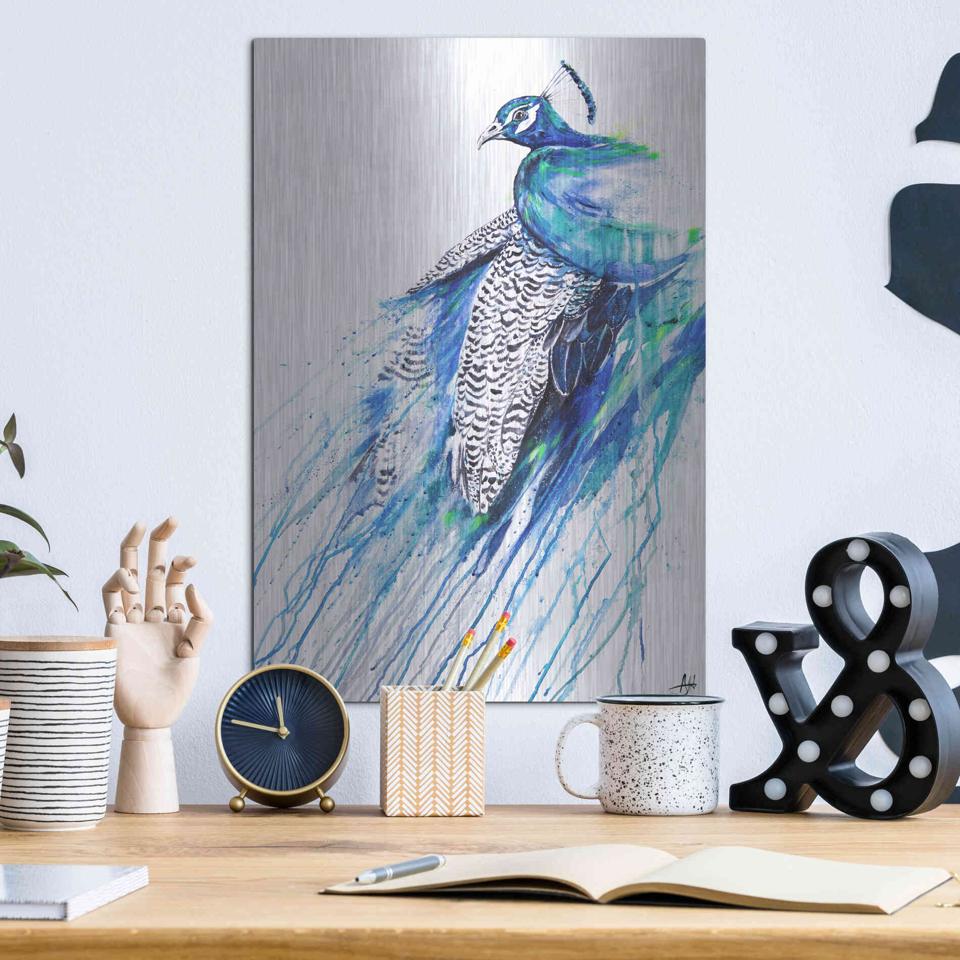 Luxe Metal Art 'Narcissus' by Marc Allante, Metal Wall Art,12x16