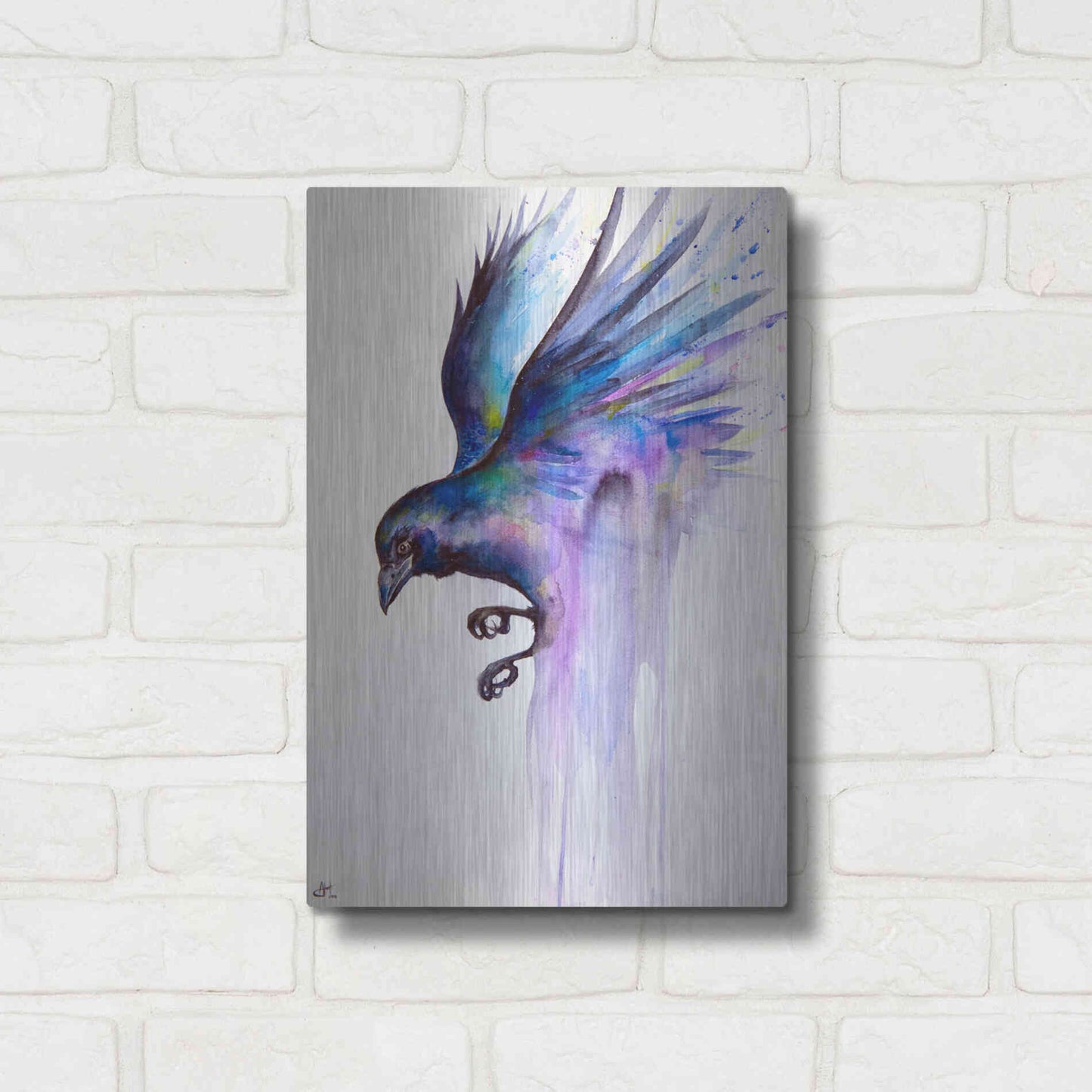 Luxe Metal Art 'Nevermore' by Marc Allante, Metal Wall Art,12x16