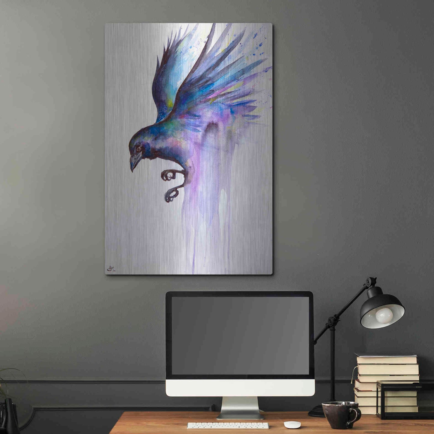 Luxe Metal Art 'Nevermore' by Marc Allante, Metal Wall Art,24x36