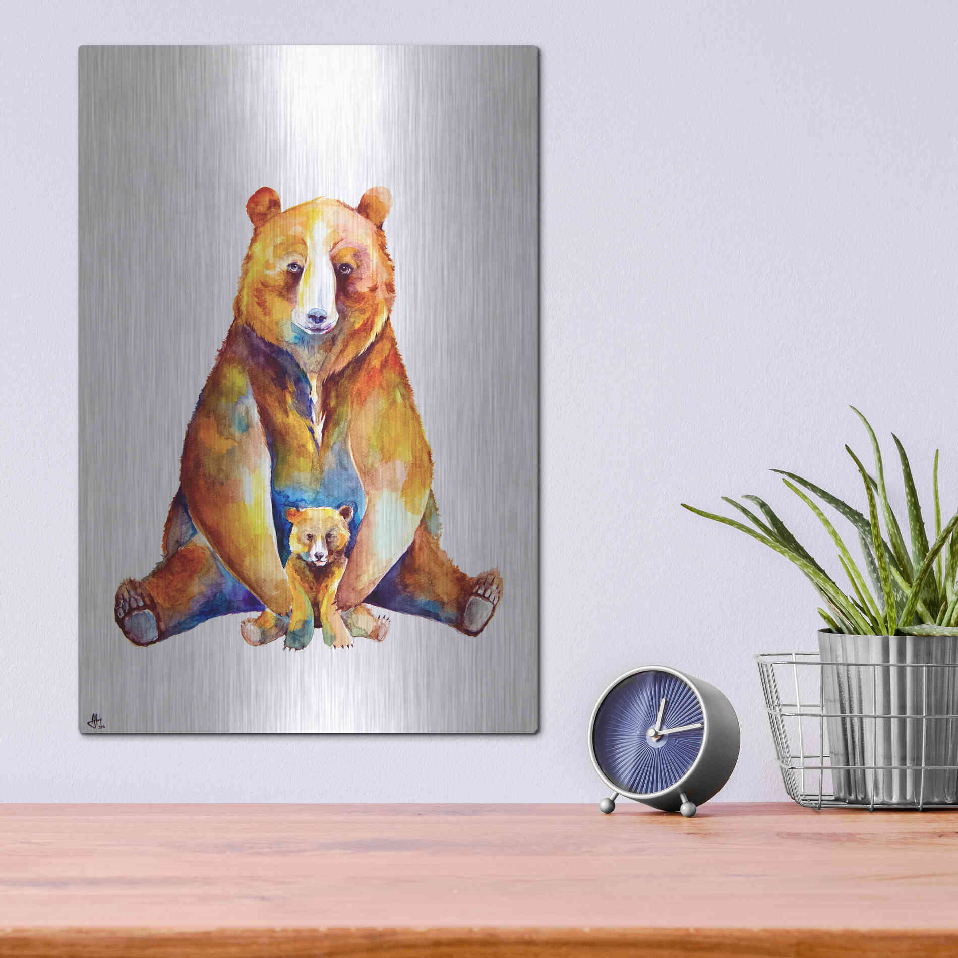 Luxe Metal Art 'Bear Necessities' by Marc Allante, Metal Wall Art,12x16