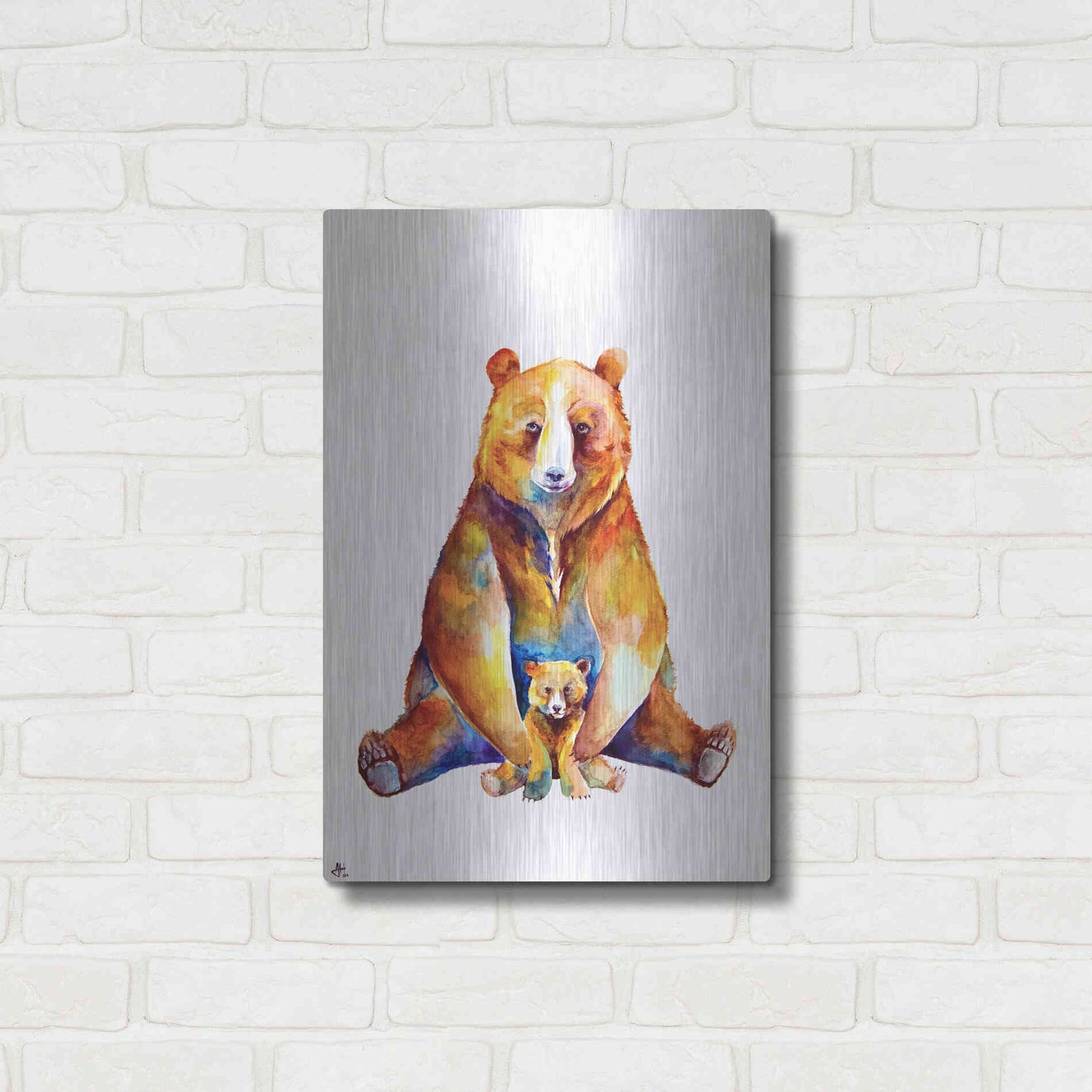 Luxe Metal Art 'Bear Necessities' by Marc Allante, Metal Wall Art,16x24