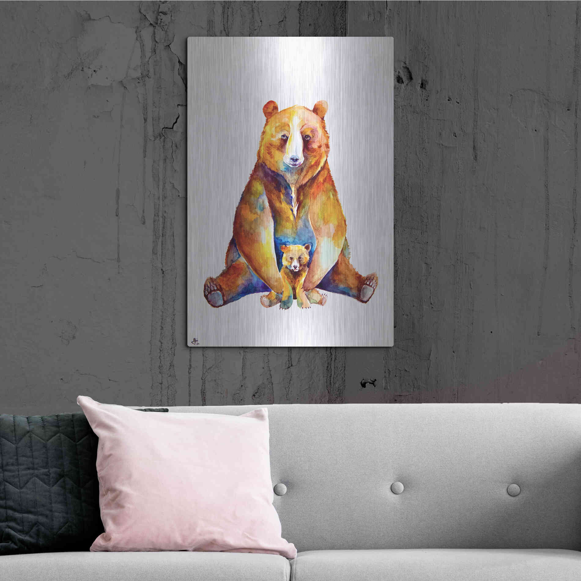 Luxe Metal Art 'Bear Necessities' by Marc Allante, Metal Wall Art,24x36