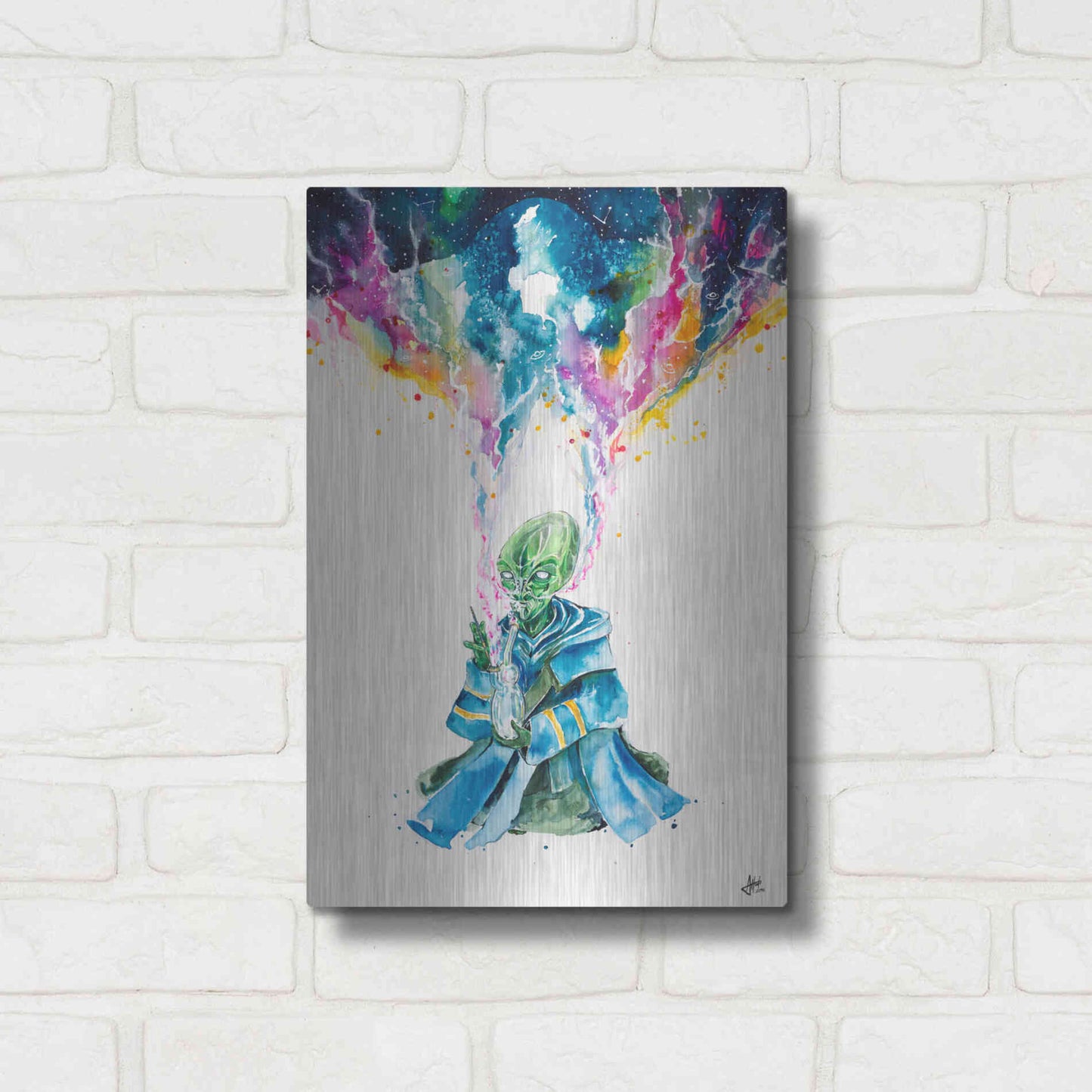 Luxe Metal Art 'Alien Dabbing' by Marc Allante, Metal Wall Art,12x16