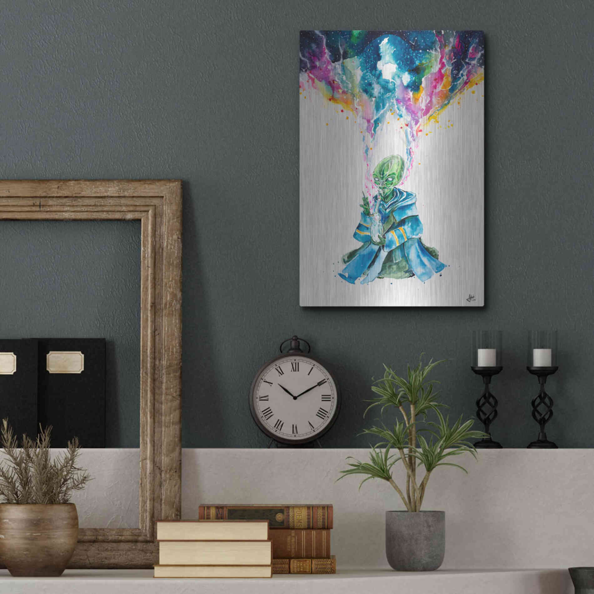 Luxe Metal Art 'Alien Dabbing' by Marc Allante, Metal Wall Art,12x16