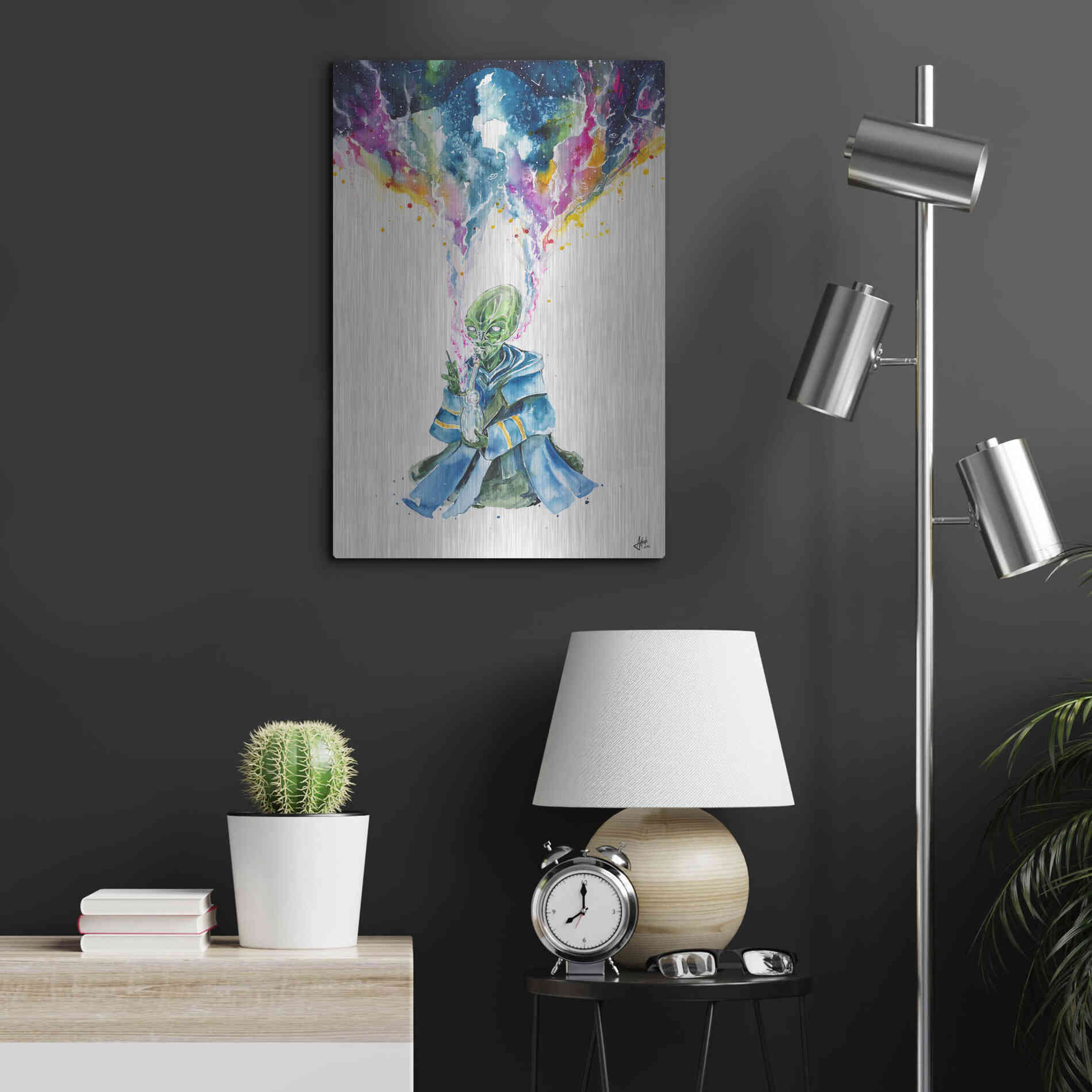 Luxe Metal Art 'Alien Dabbing' by Marc Allante, Metal Wall Art,16x24