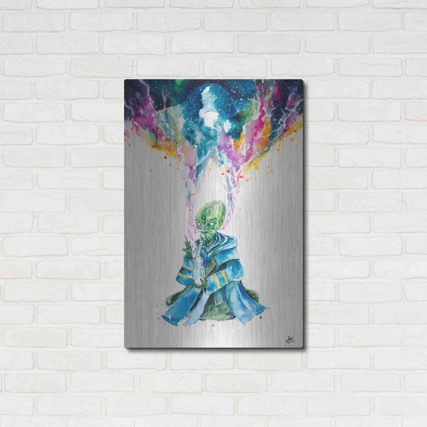 Luxe Metal Art 'Alien Dabbing' by Marc Allante, Metal Wall Art,24x36