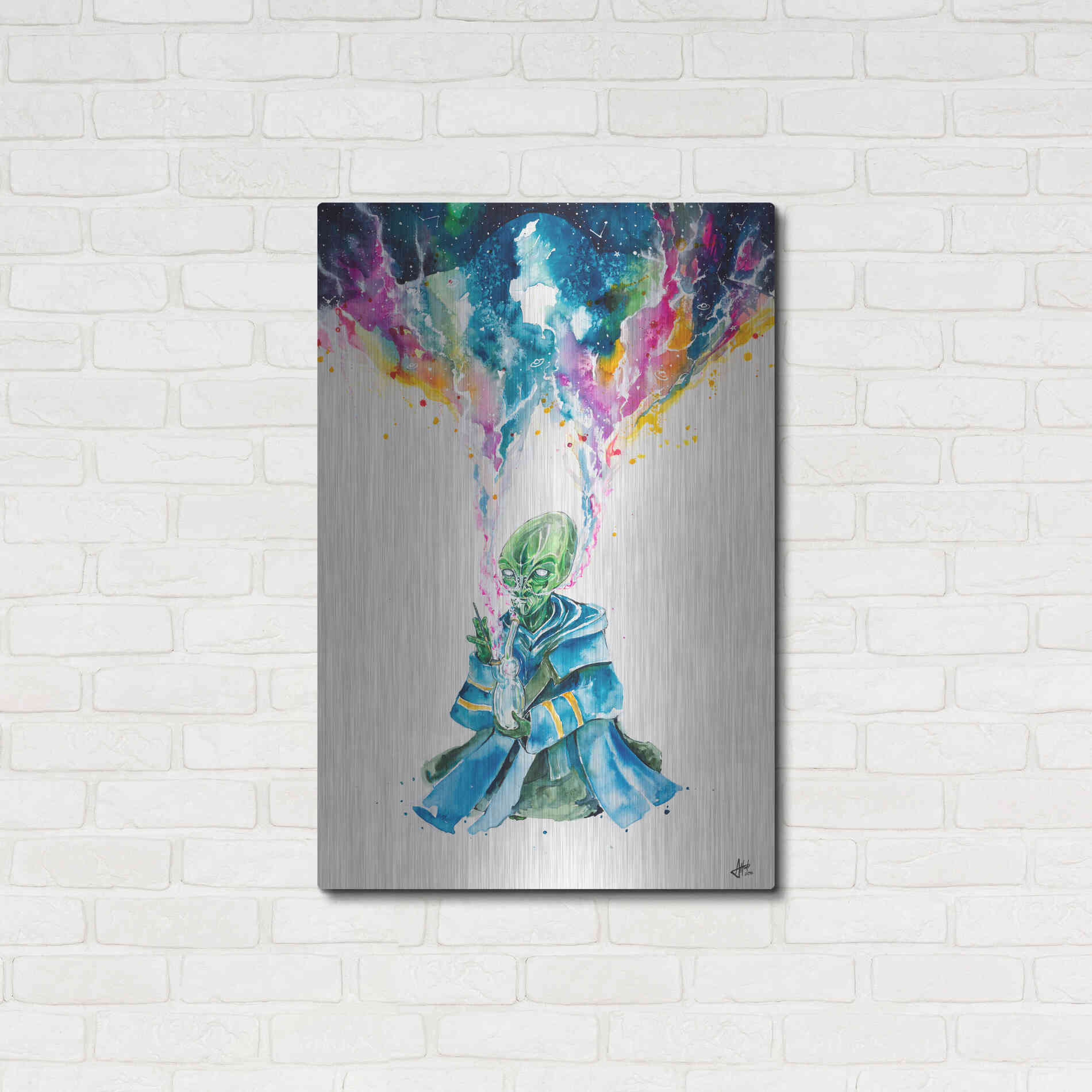 Luxe Metal Art 'Alien Dabbing' by Marc Allante, Metal Wall Art,24x36
