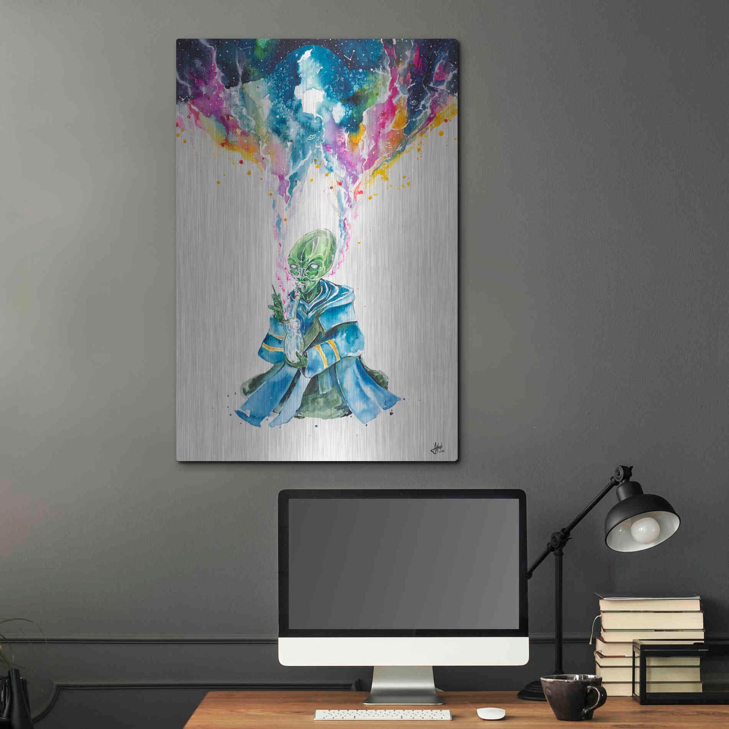 Luxe Metal Art 'Alien Dabbing' by Marc Allante, Metal Wall Art,24x36