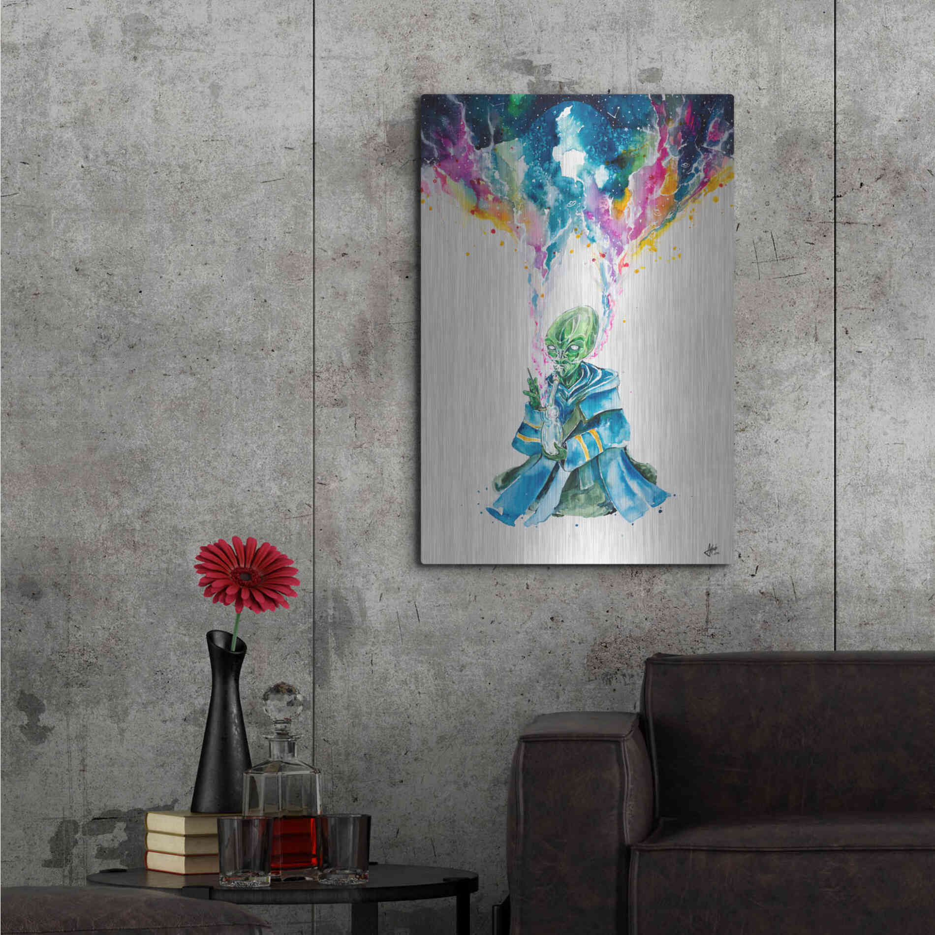 Luxe Metal Art 'Alien Dabbing' by Marc Allante, Metal Wall Art,24x36