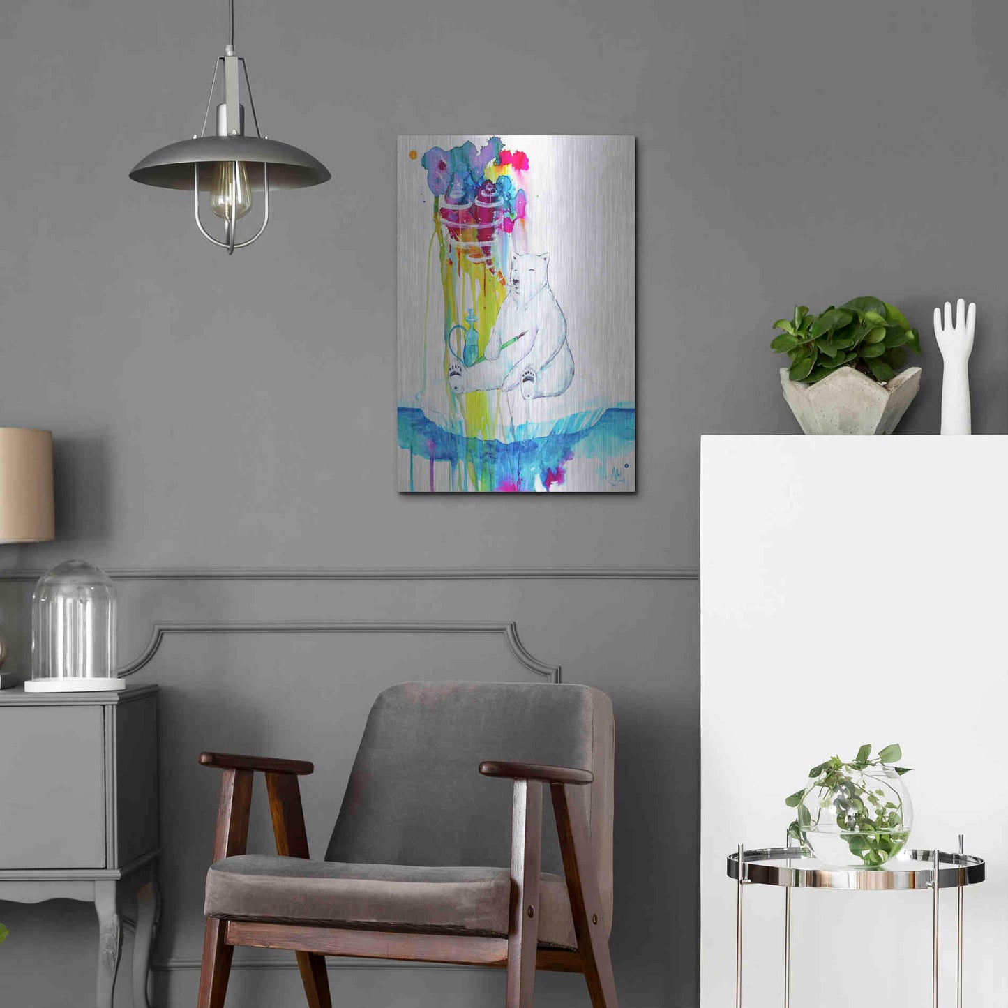 Luxe Metal Art 'Mint' by Marc Allante, Metal Wall Art,16x24