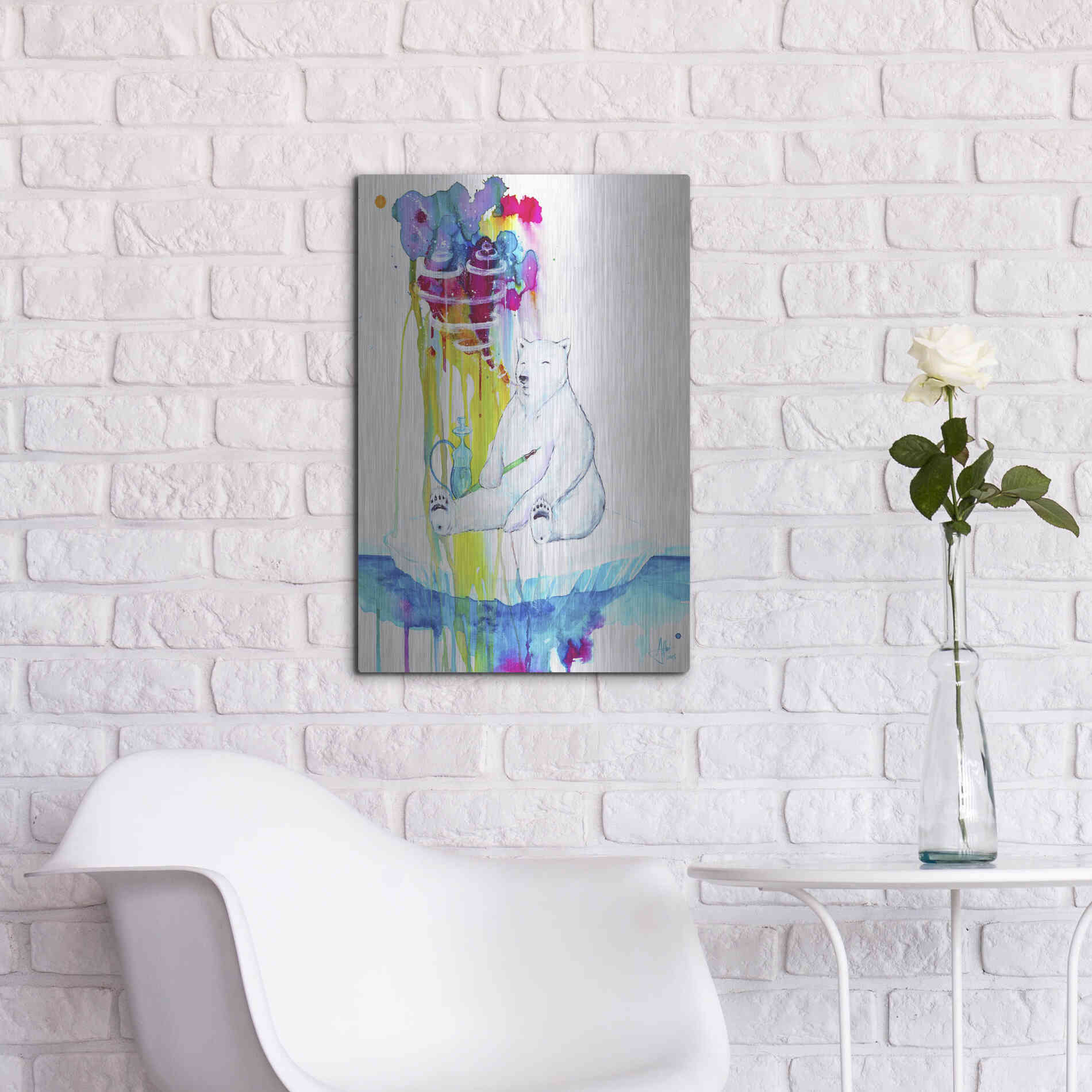 Luxe Metal Art 'Mint' by Marc Allante, Metal Wall Art,16x24