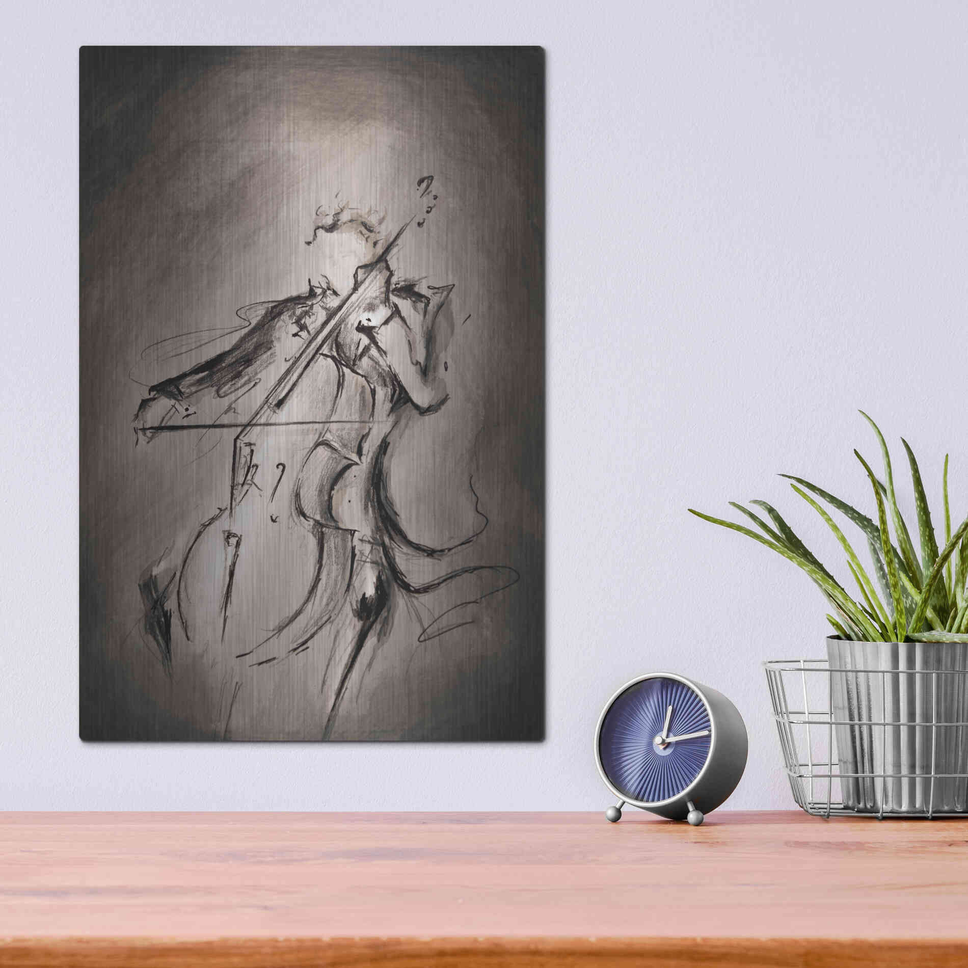 Luxe Metal Art 'The Cellist' by Marc Allante, Metal Wall Art,12x16