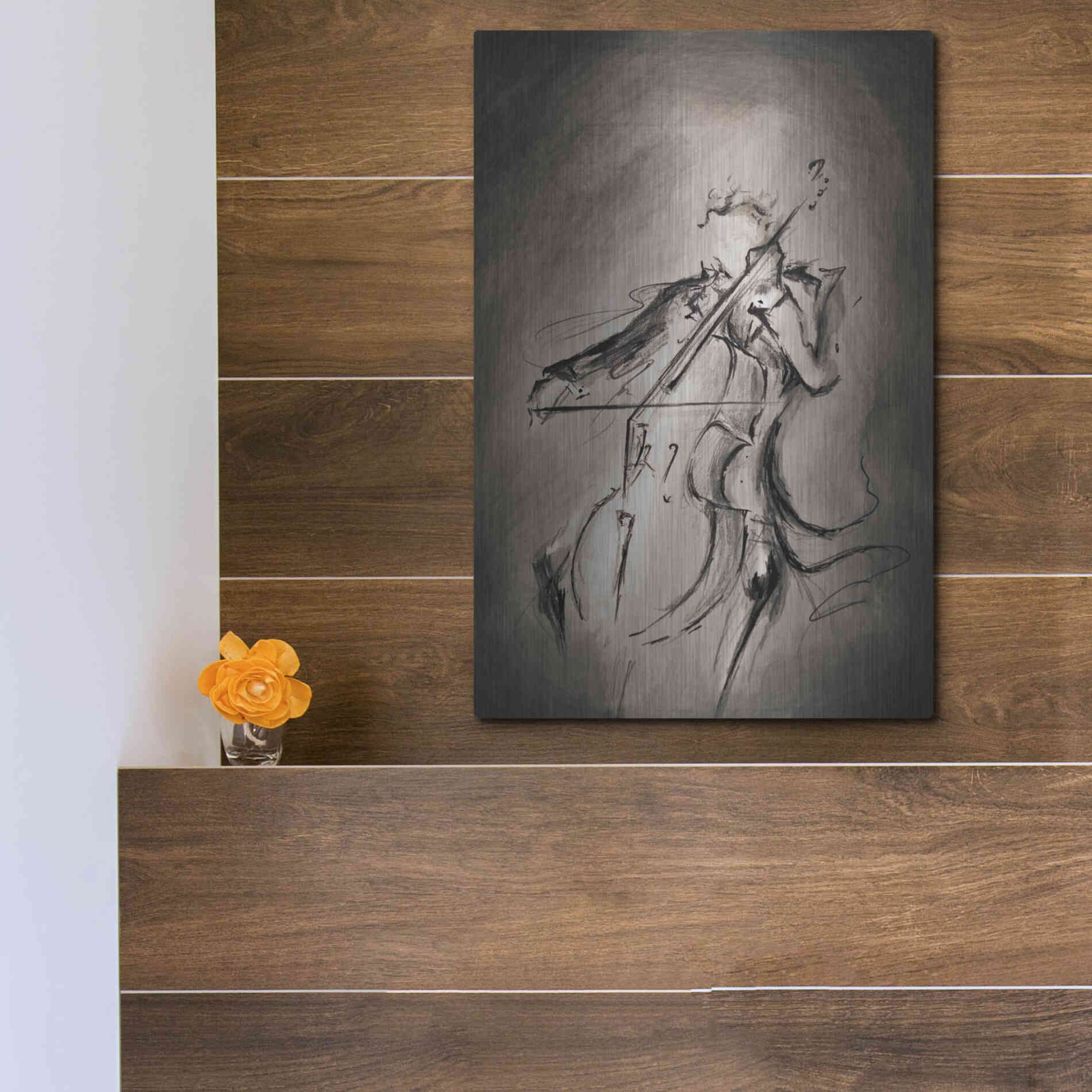 Luxe Metal Art 'The Cellist' by Marc Allante, Metal Wall Art,12x16
