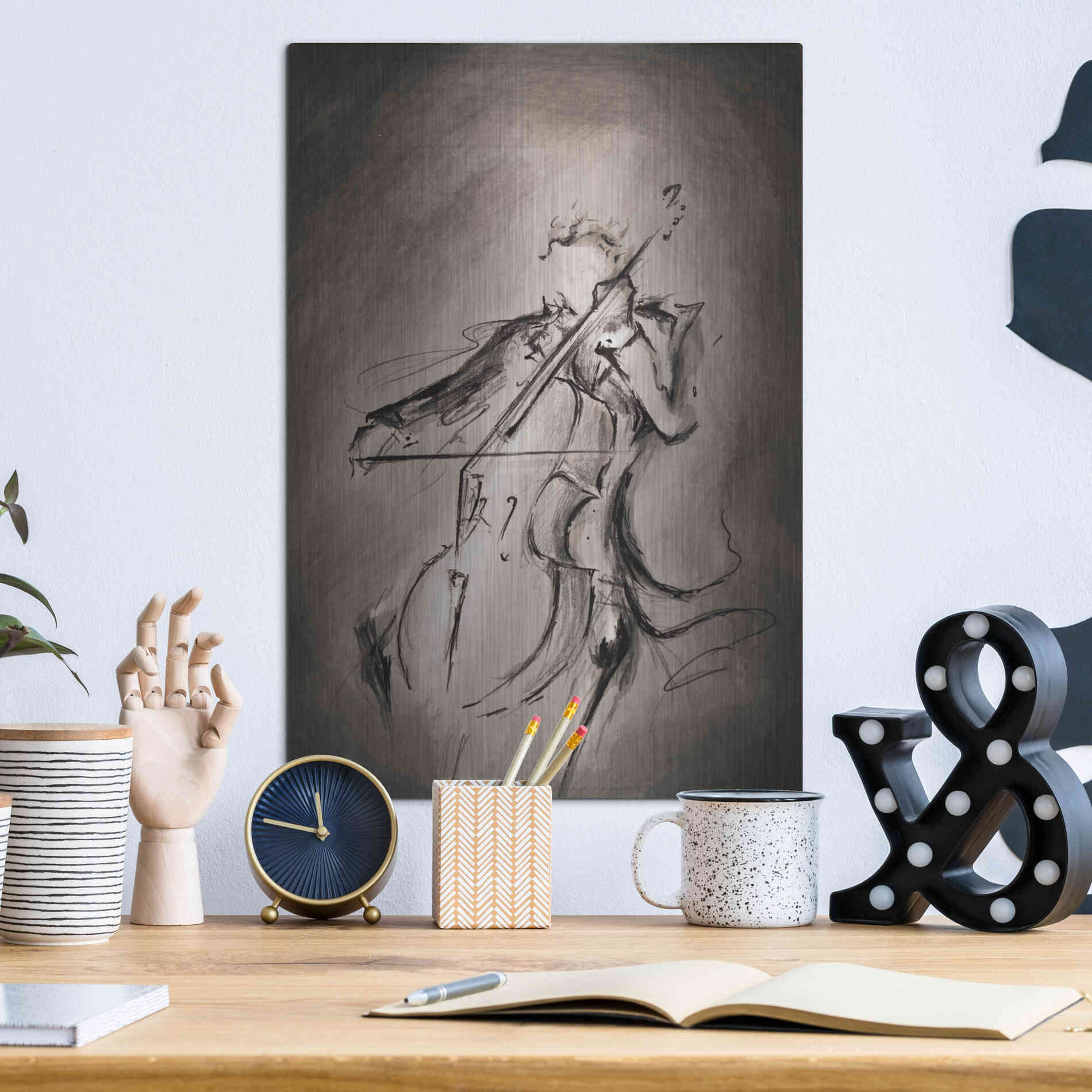 Luxe Metal Art 'The Cellist' by Marc Allante, Metal Wall Art,12x16