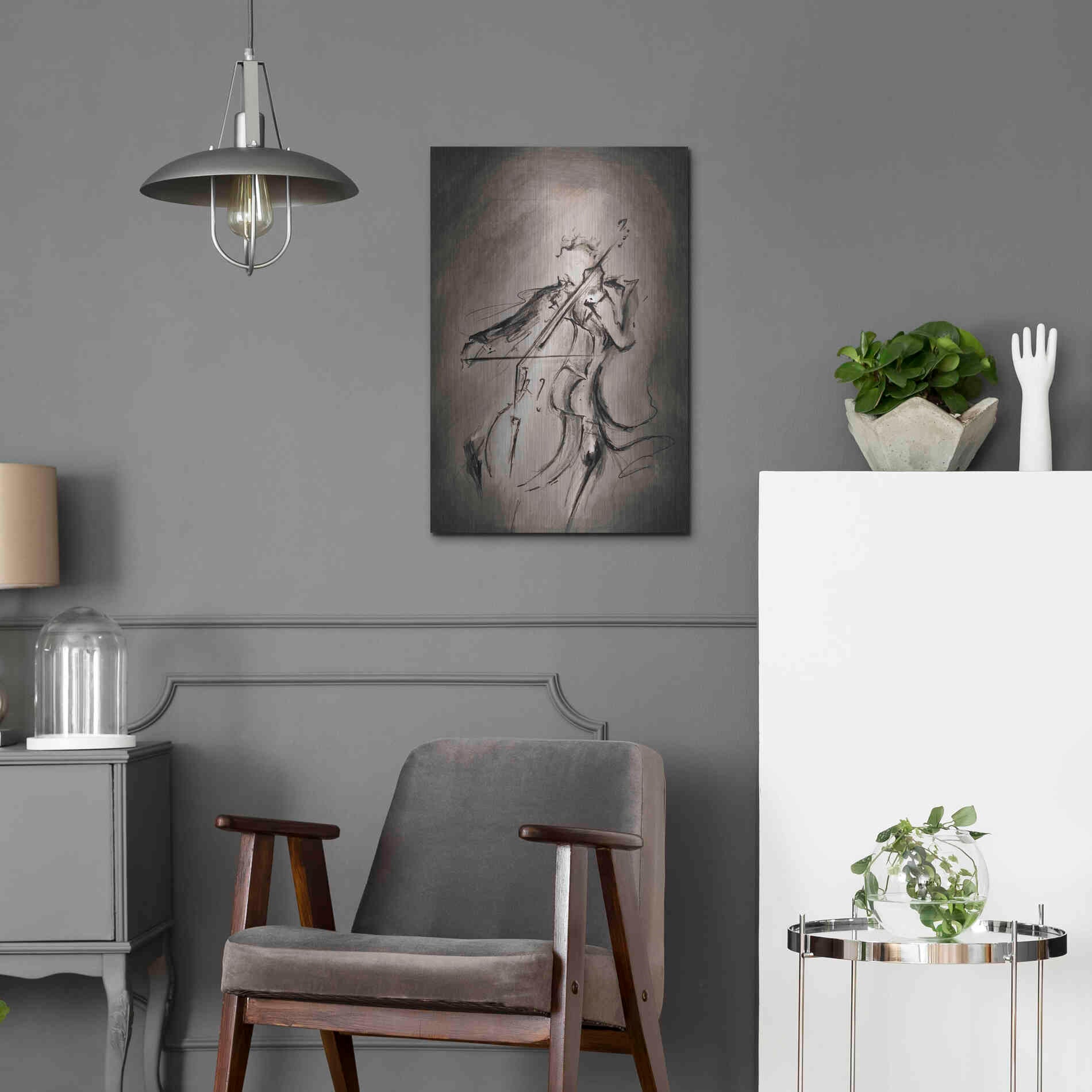 Luxe Metal Art 'The Cellist' by Marc Allante, Metal Wall Art,16x24