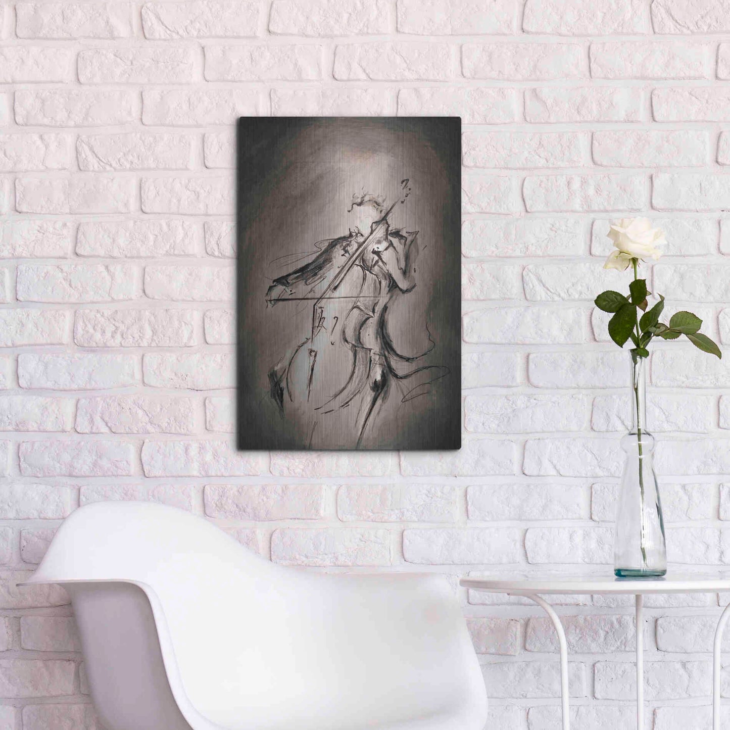 Luxe Metal Art 'The Cellist' by Marc Allante, Metal Wall Art,16x24