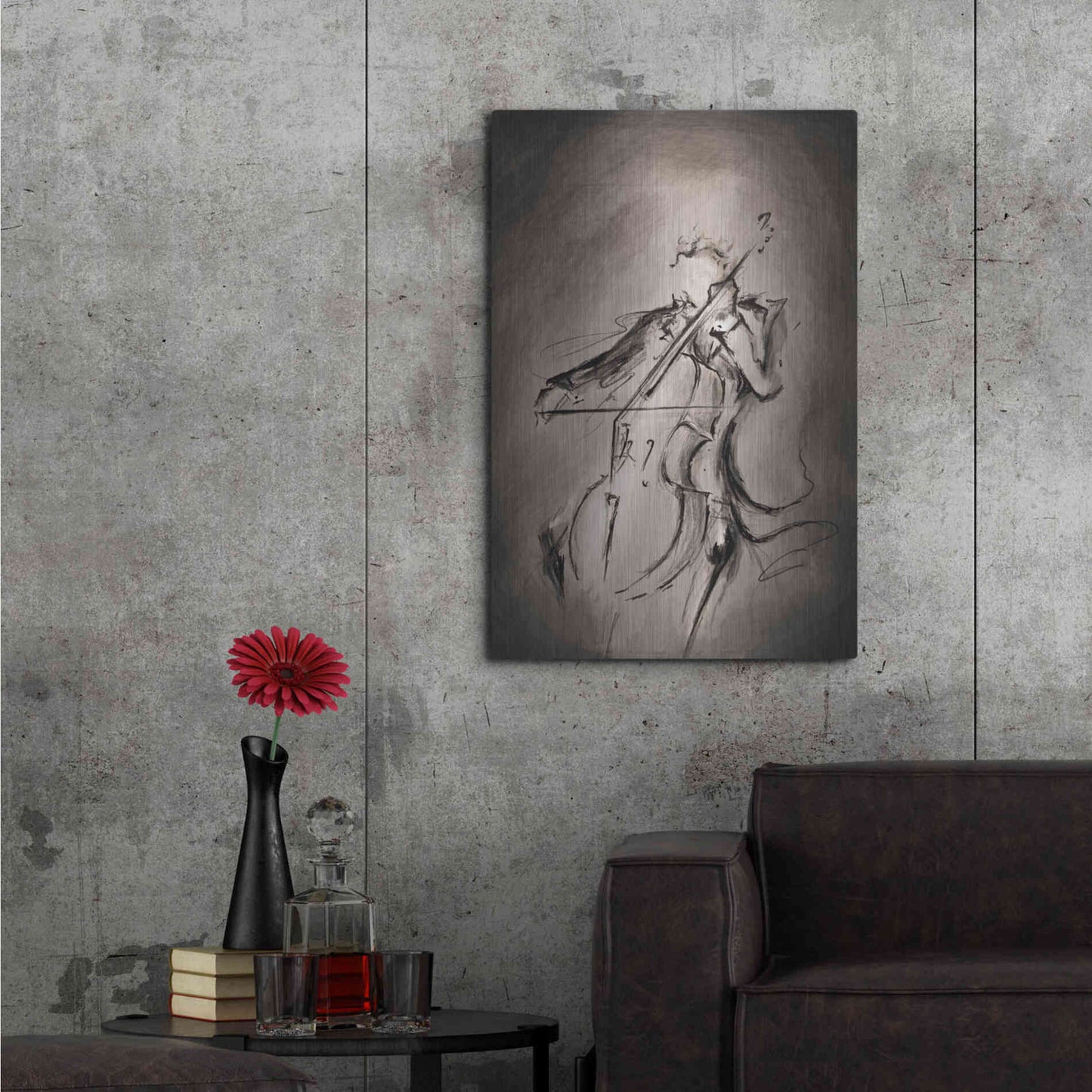 Luxe Metal Art 'The Cellist' by Marc Allante, Metal Wall Art,24x36