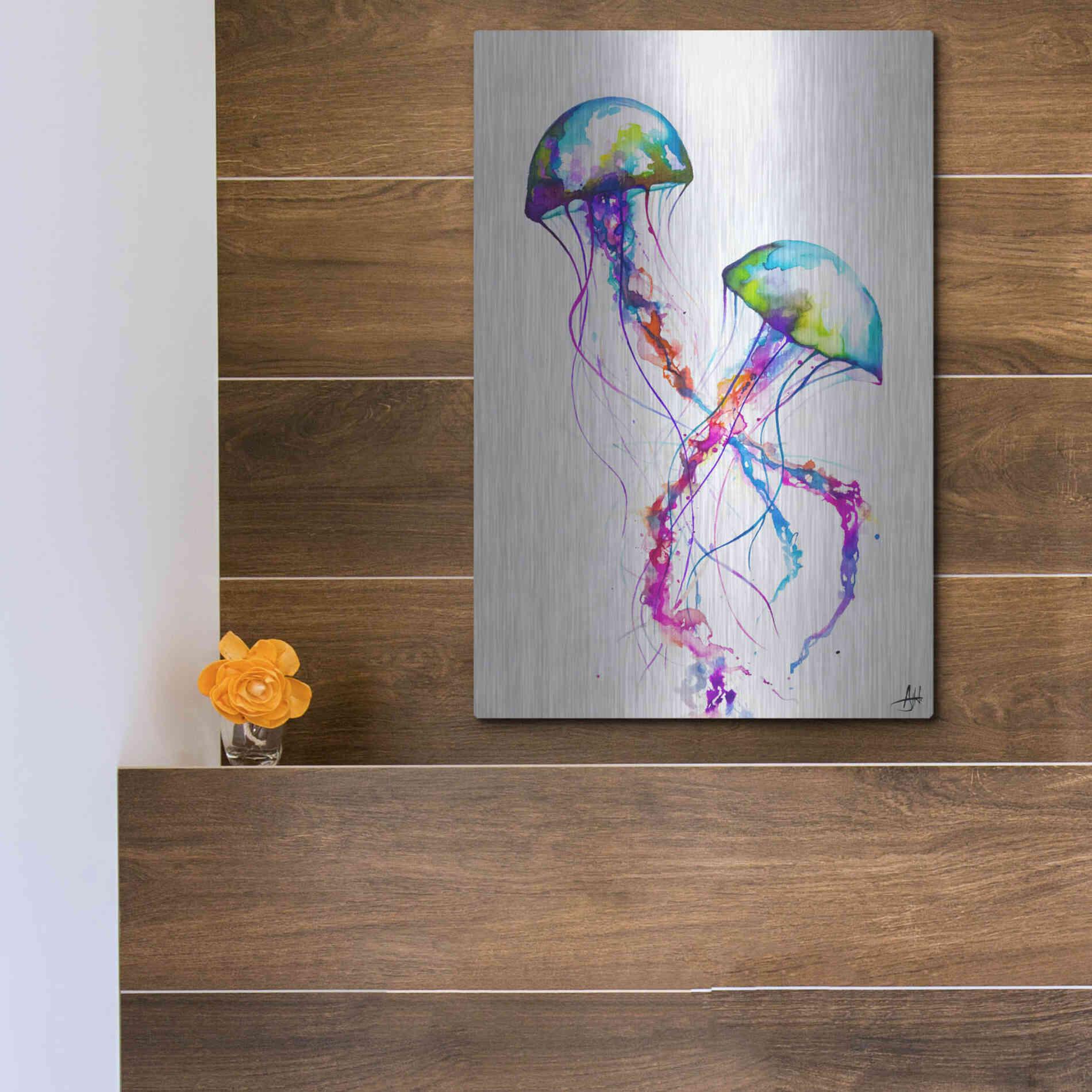 Luxe Metal Art 'Narasumas' by Marc Allante, Metal Wall Art,12x16