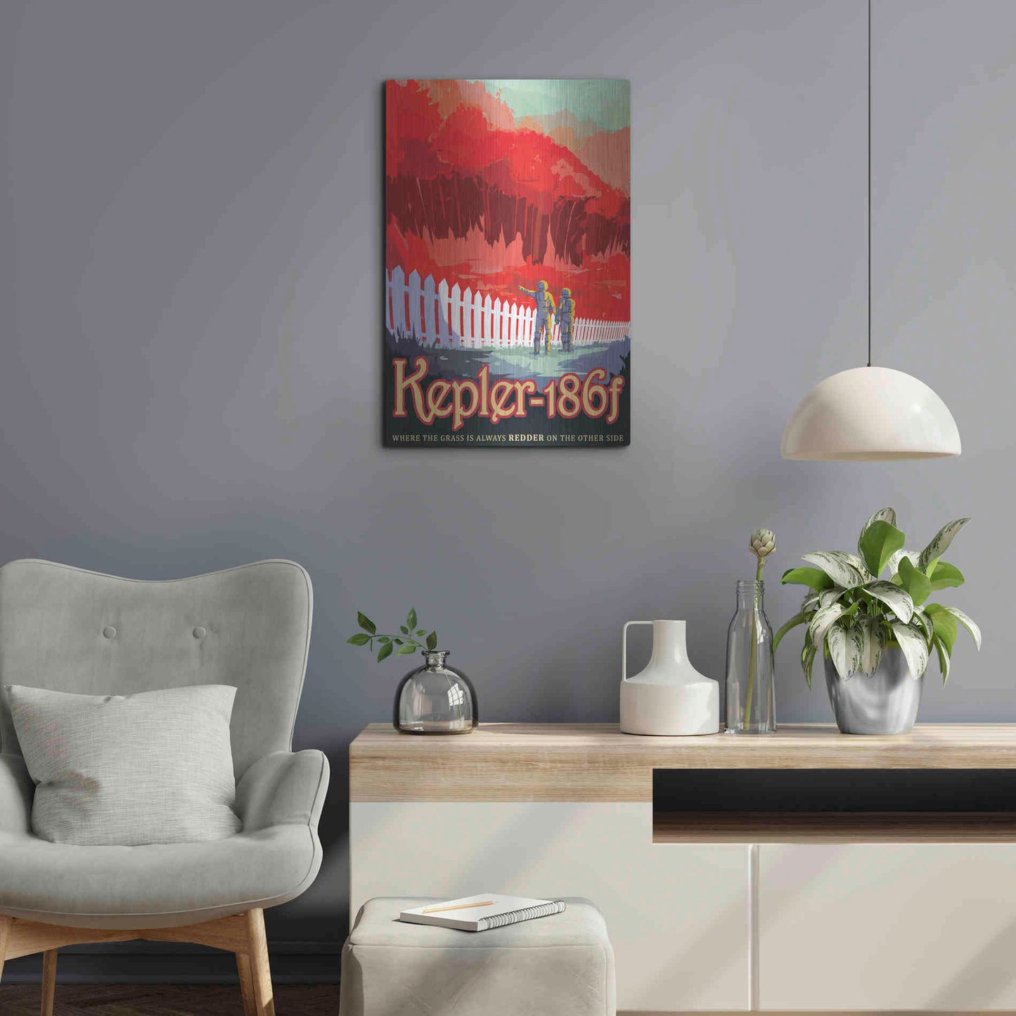 Luxe Metal Art 'Visions of the Future: Kepler-186f,' Metal Wall Art,16x24